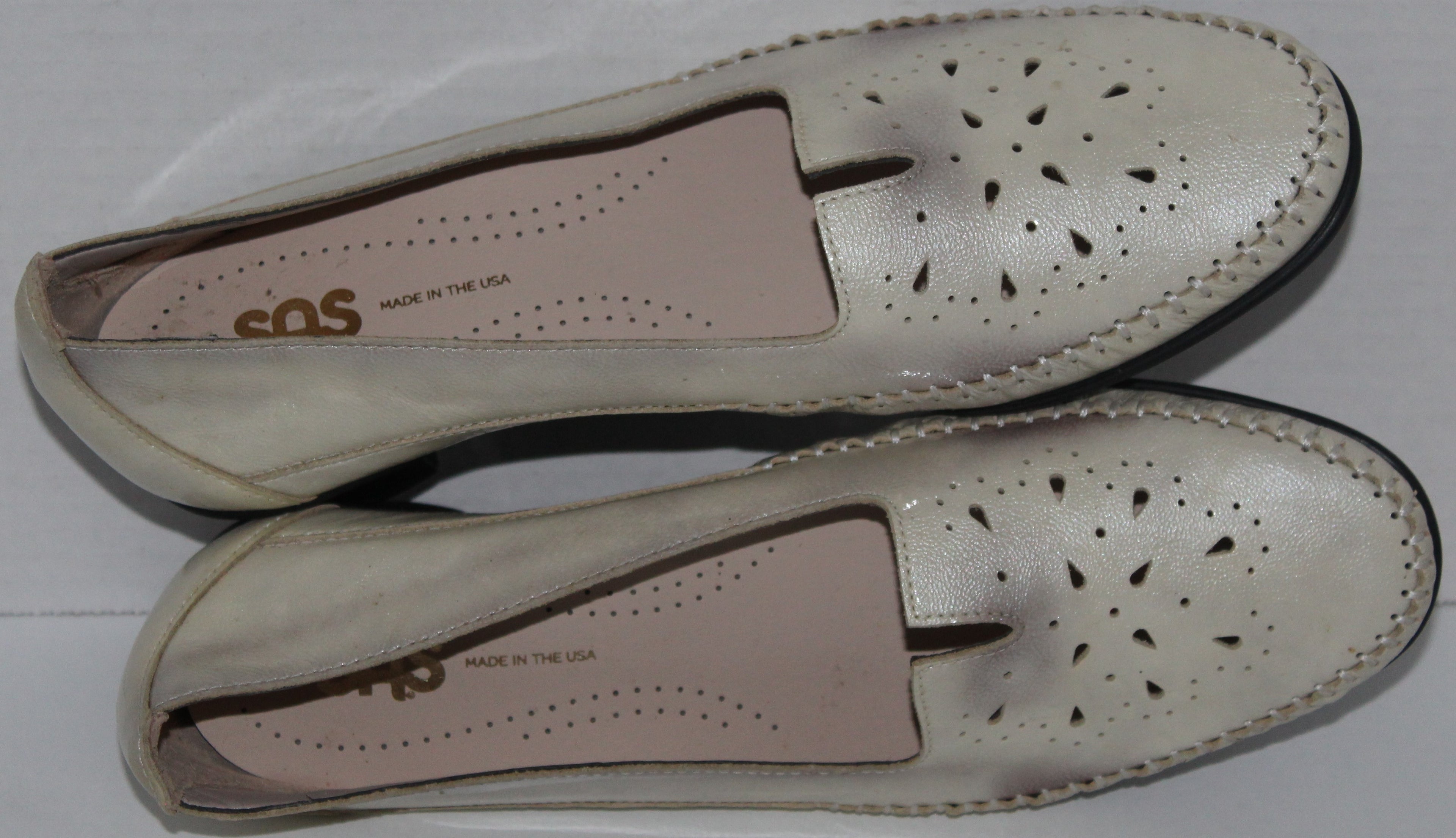 Women Shoes "SAS" Loafers Size 8.5M Biege Leather New
