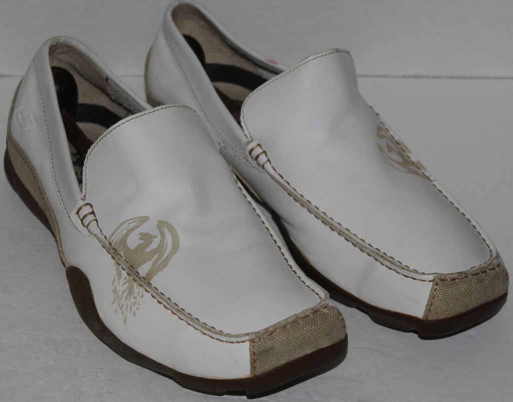 Men Shoes "SKECHERS" Sport Loafers Size US 12 EU 46 White Leather NEW