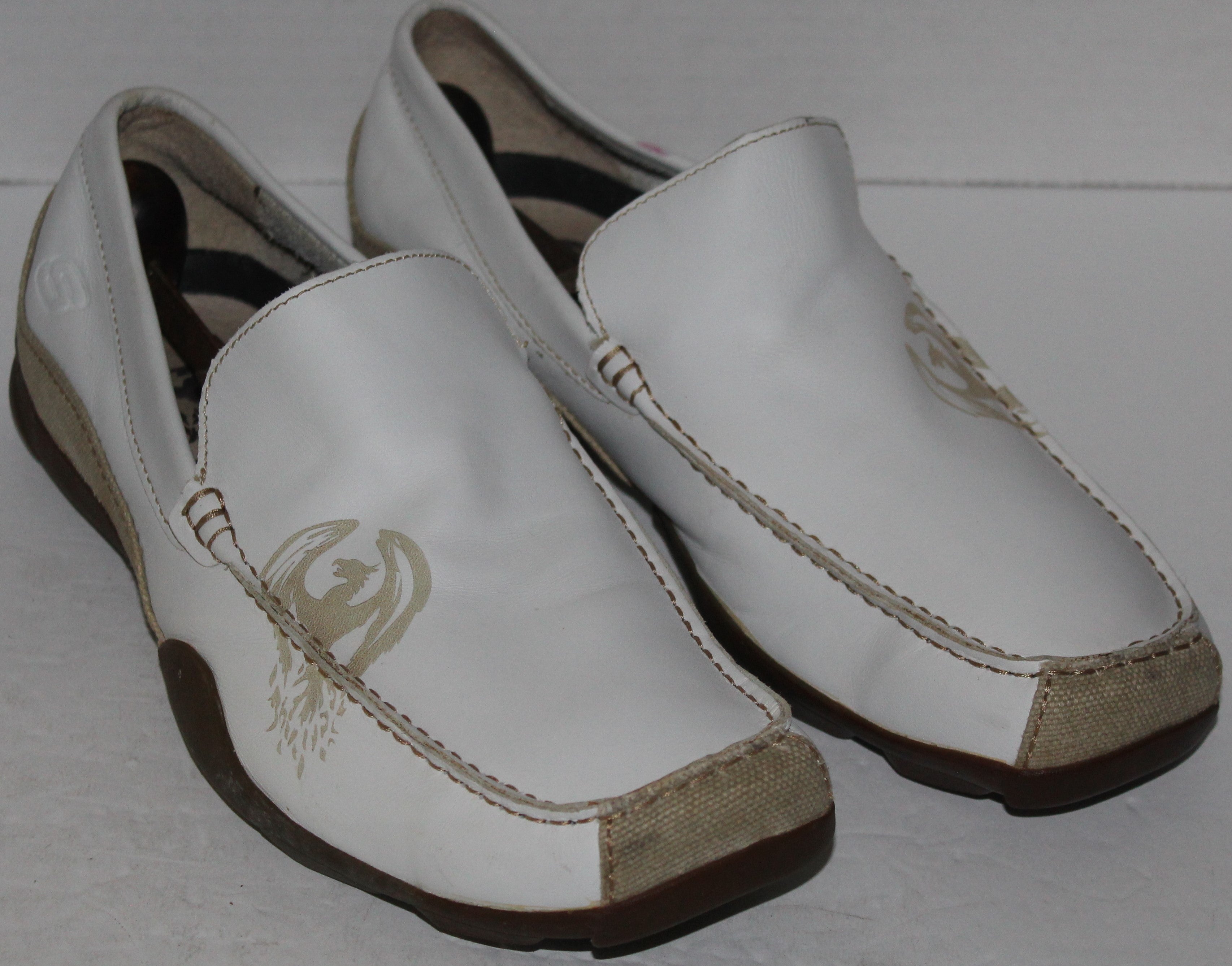 Men Shoes "SKECHERS" Sport Loafers Size US 12 EU 46 White Leather NEW