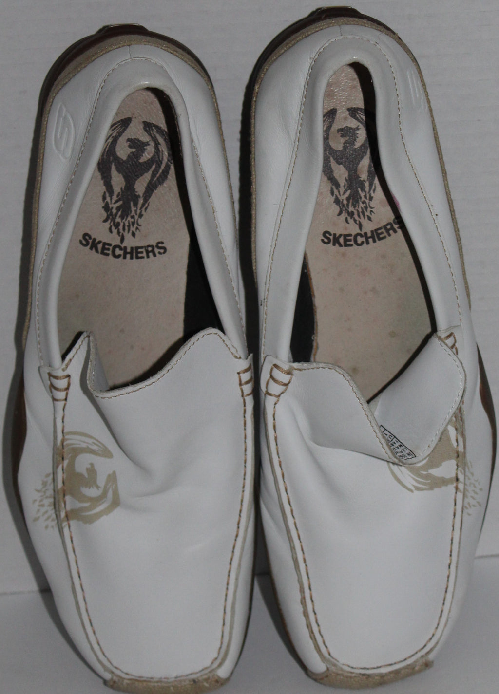 Men Shoes "SKECHERS" Sport Loafers Size US 12 EU 46 White Leather NEW