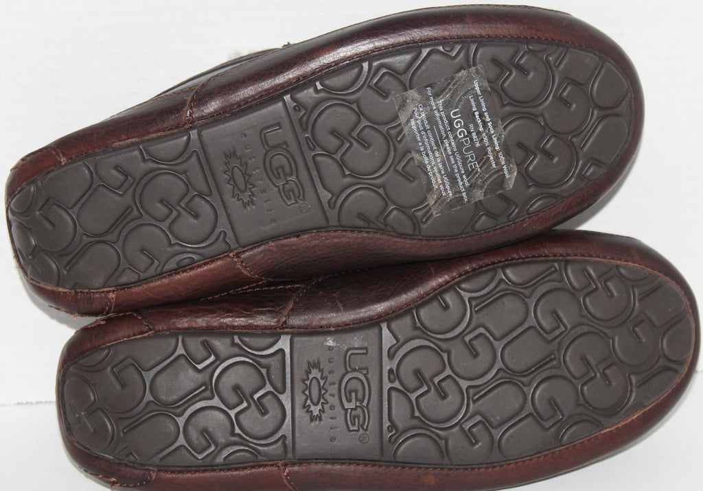 Men Shoes "UGG" House Loafers Size US 8 EU 40.5 Brown Leather NEW