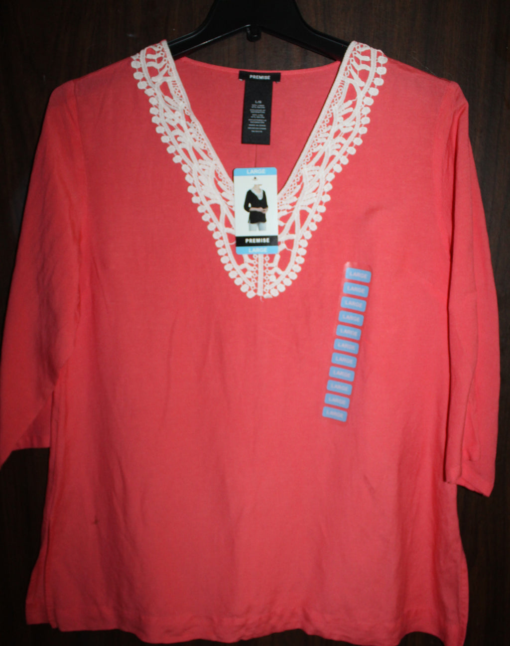 Women Top "PREMISE" DASHAKI STYLE Size LARGE Linen NWT
