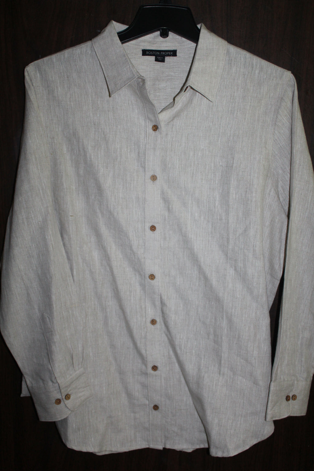 Men Casual Shirt "BOSTON PROPER" Size X-Large Biege 100% LINEN