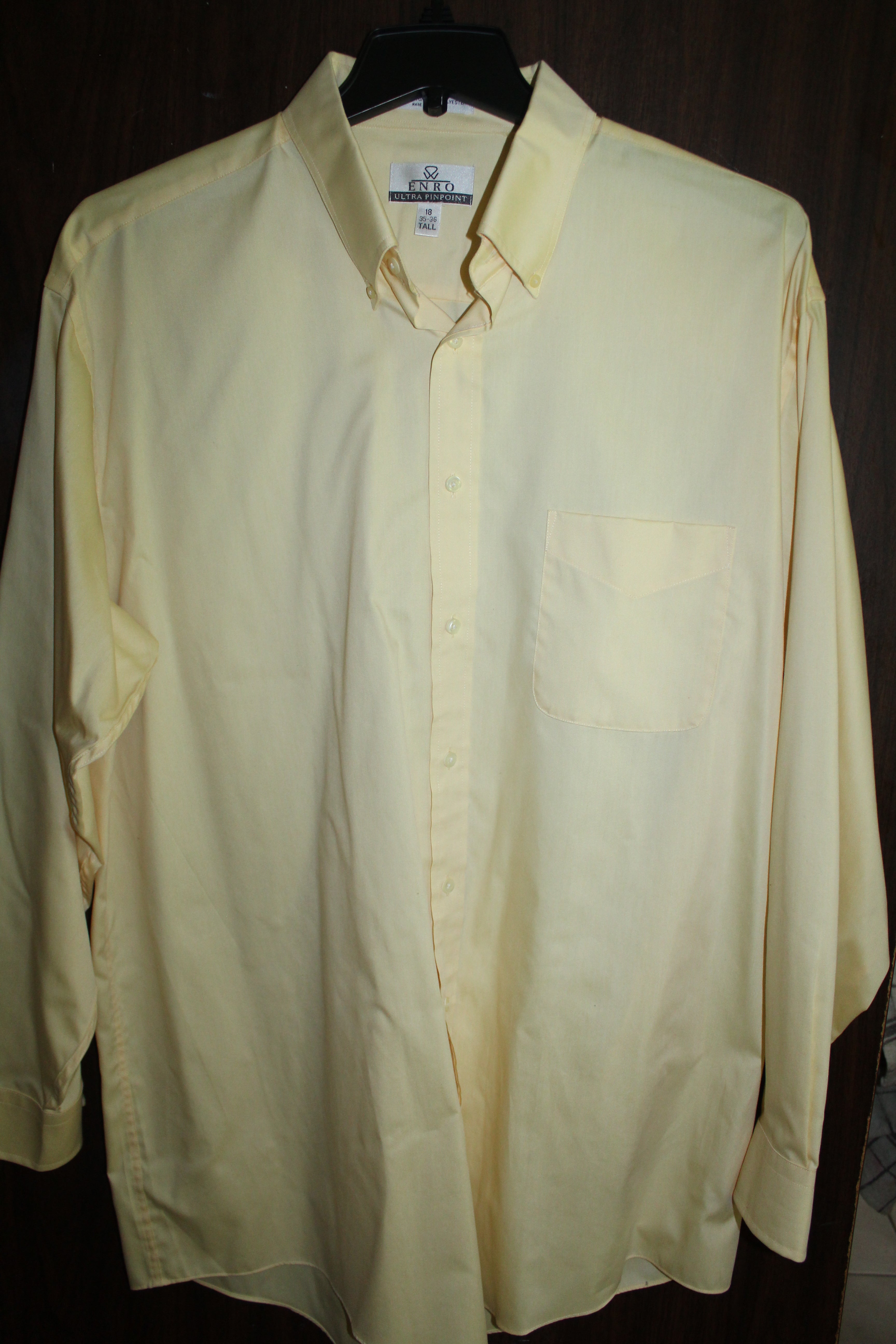 Men Dress Shirt "ENRO" Size 18/35-36 Tall Yellow Cotton Blend NEW
