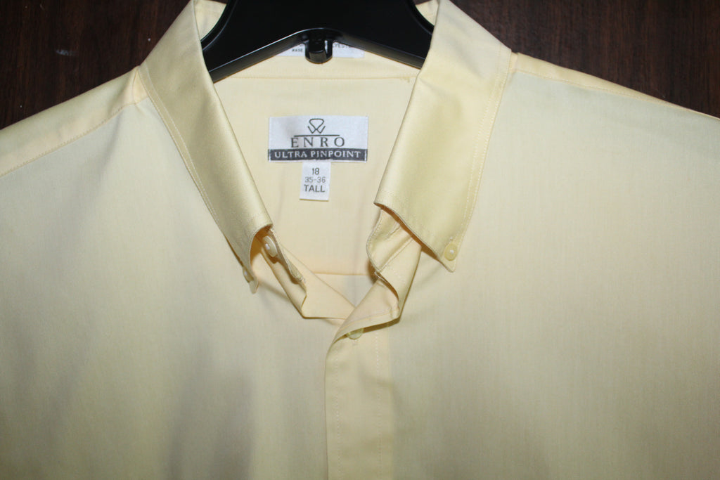 Men Dress Shirt "ENRO" Size 18/35-36 Tall Yellow Cotton Blend NEW