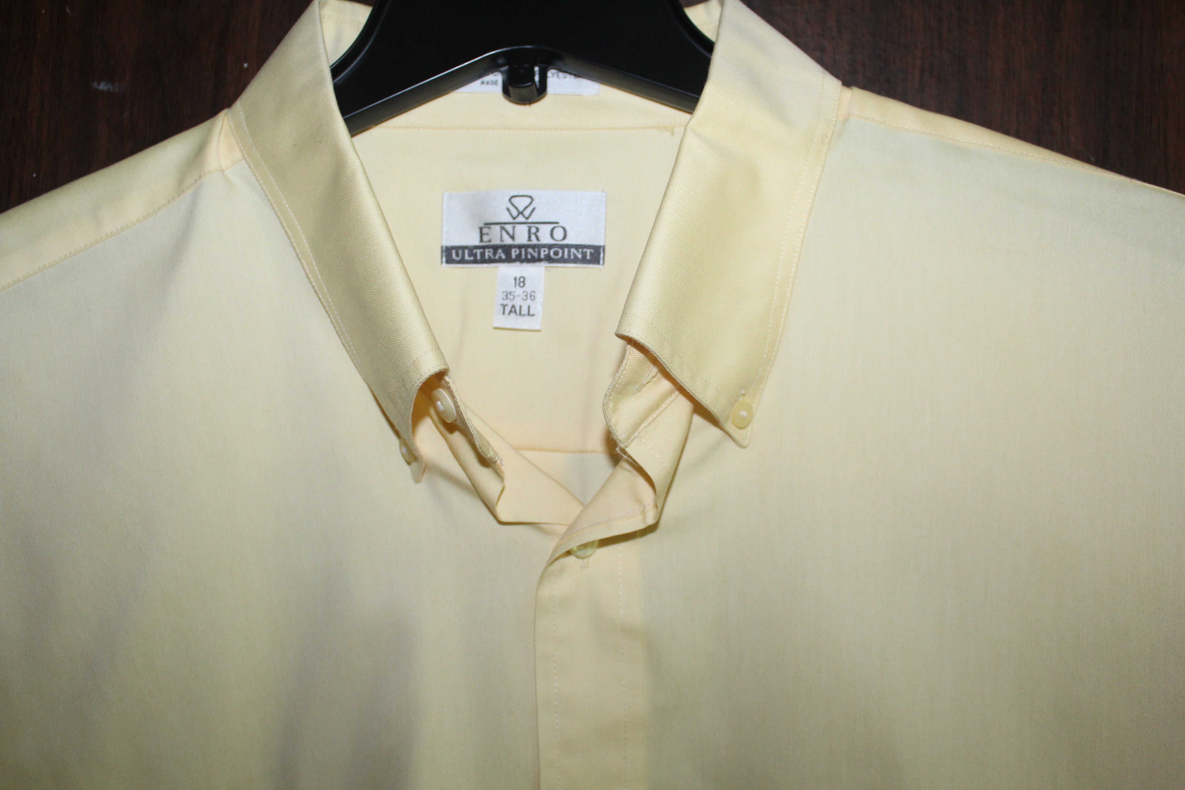 Men Dress Shirt "ENRO" Size 18/35-36 Tall Yellow Cotton Blend NEW