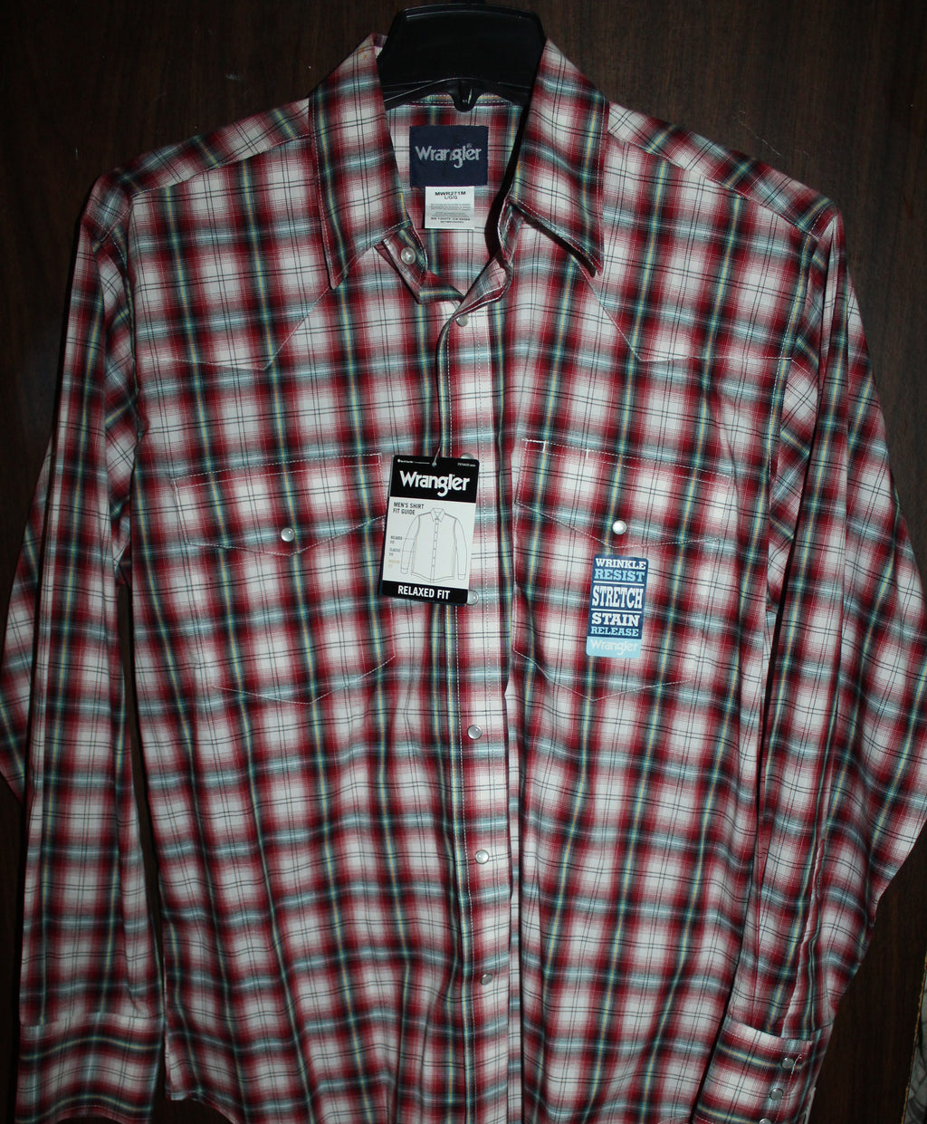 Men Cowboy Shirt "WRANGLER" Size LARGE Long Sleeve NWT
