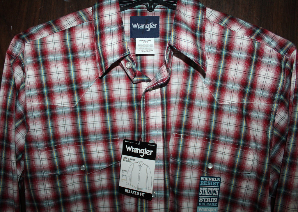 Men Cowboy Shirt "WRANGLER" Size LARGE Long Sleeve NWT