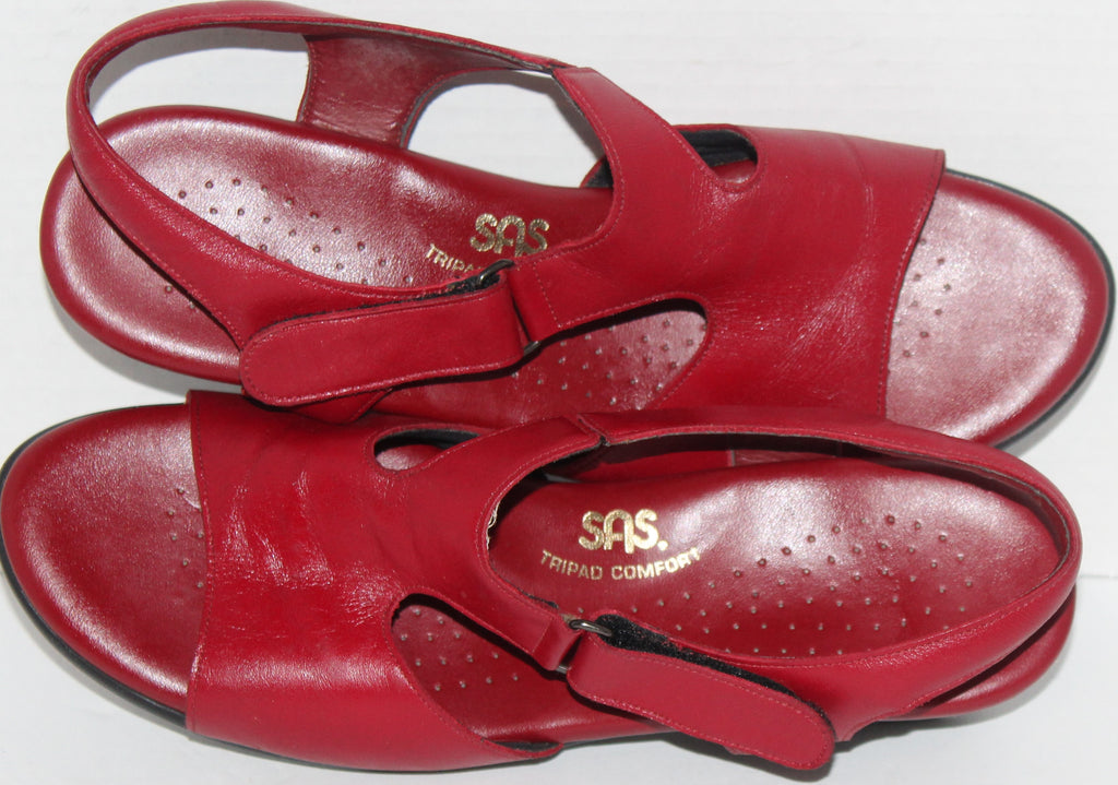 Women Sandals "SAS" Size 9.5M Red Leather Upper