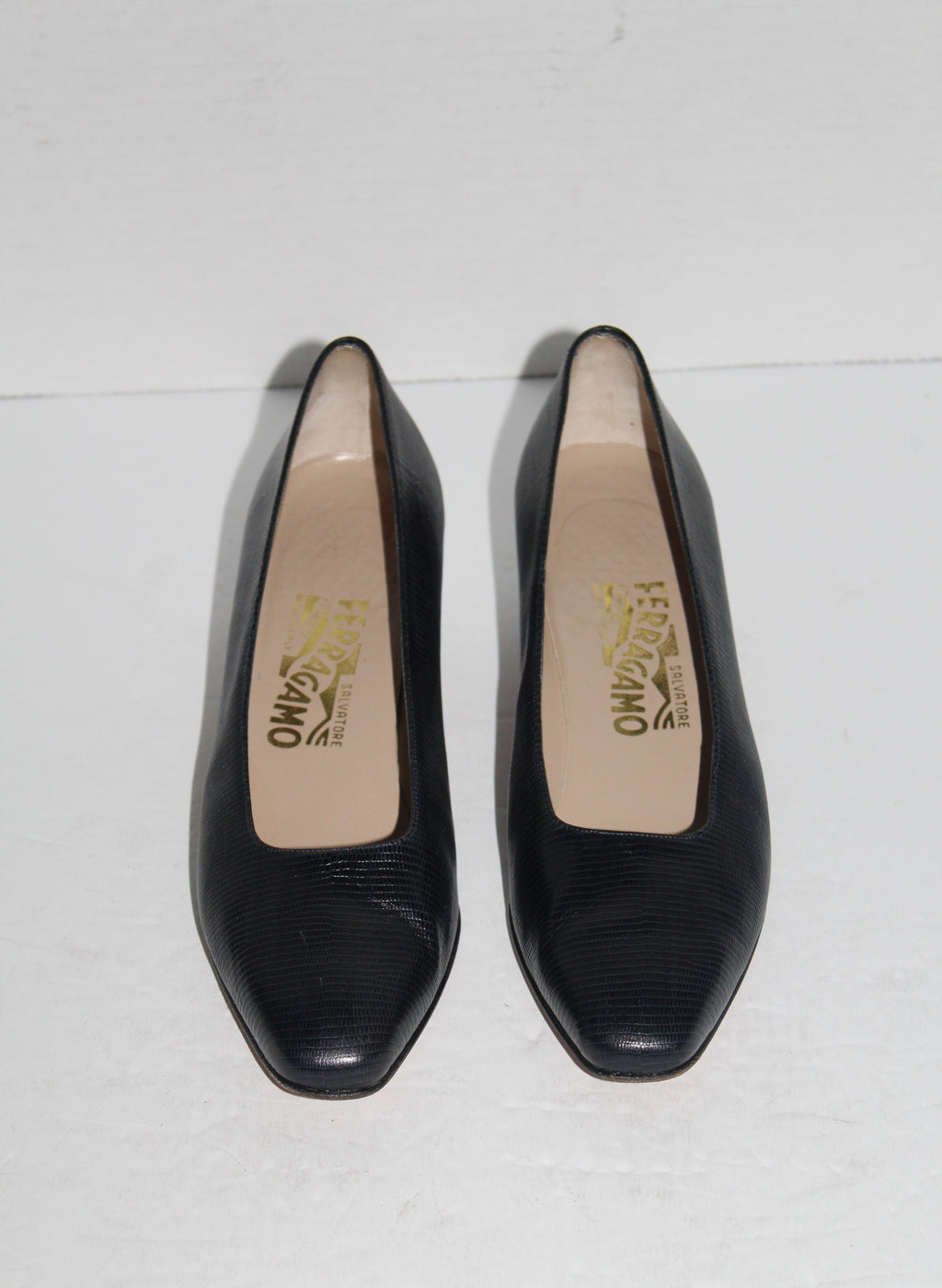 Women Shoes "SALVATORE FERRAGAMO" Pumps Size 8.5AAA Blue Italy