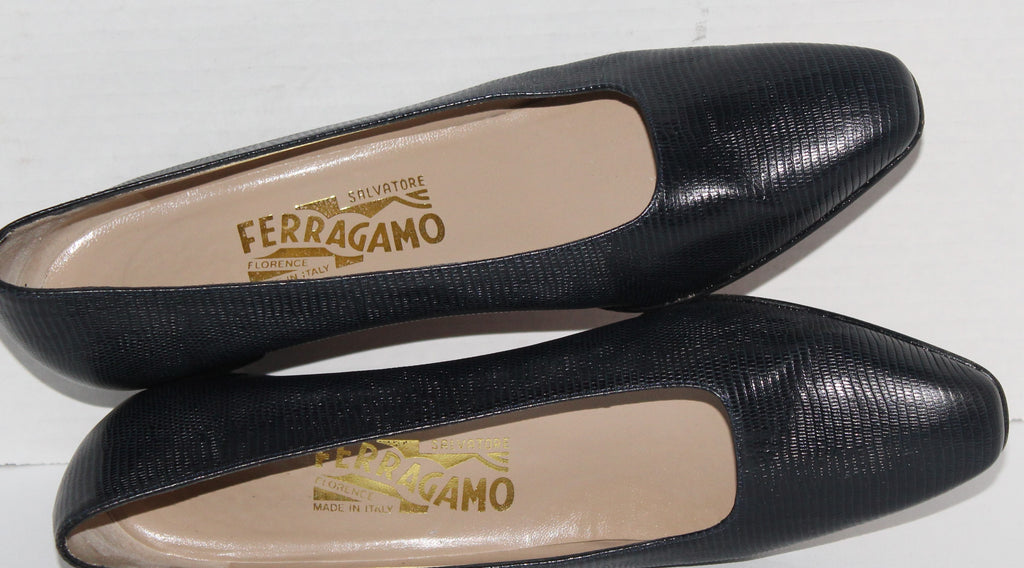 Women Shoes "SALVATORE FERRAGAMO" Pumps Size 8.5AAA Blue Italy