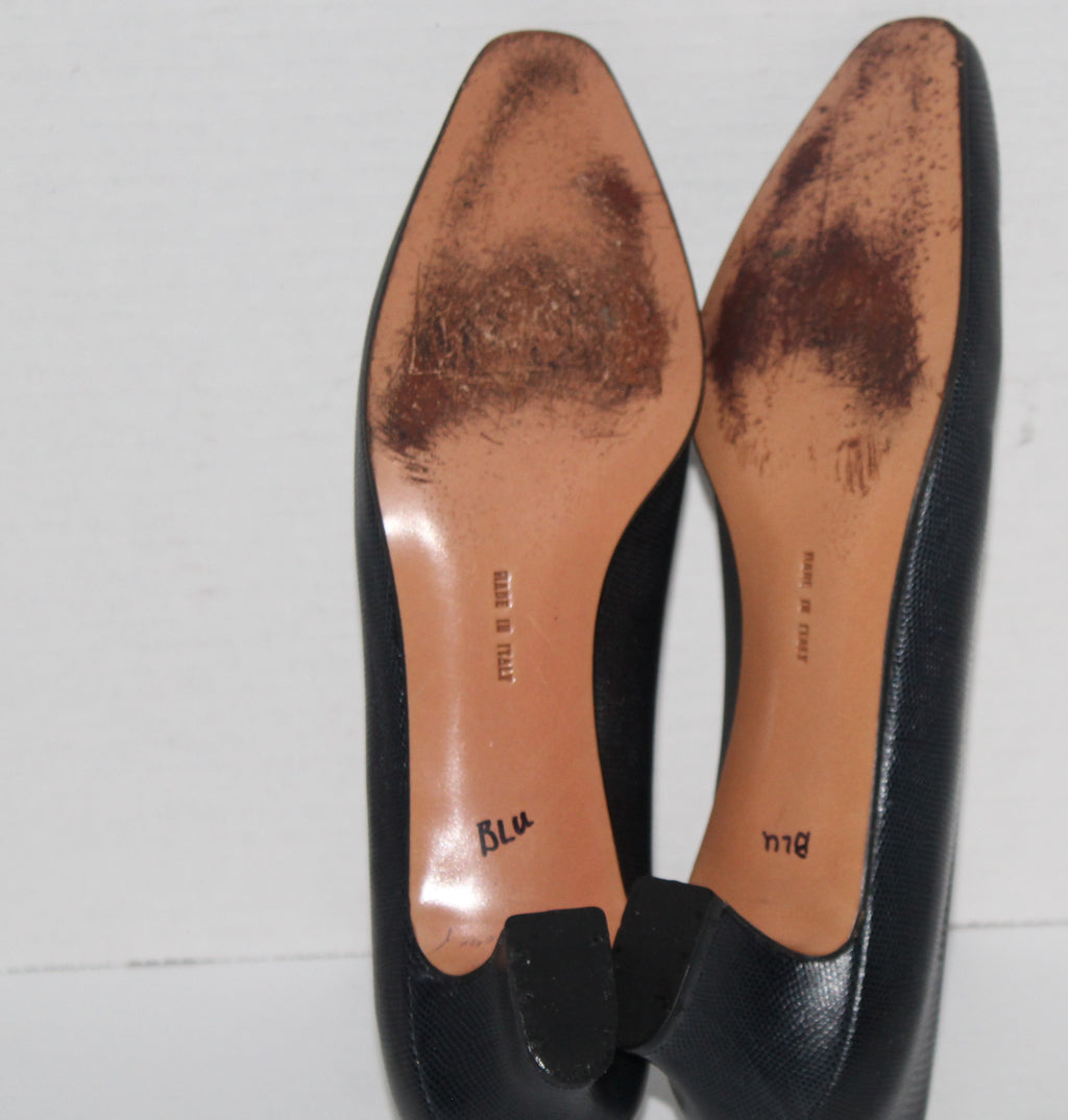 Women Shoes "SALVATORE FERRAGAMO" Pumps Size 8.5AAA Blue Italy