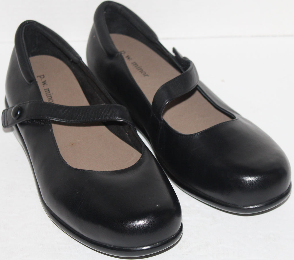 Women Shoes "P.W.MINOR"Loafers Size 10W Black Leather NEW