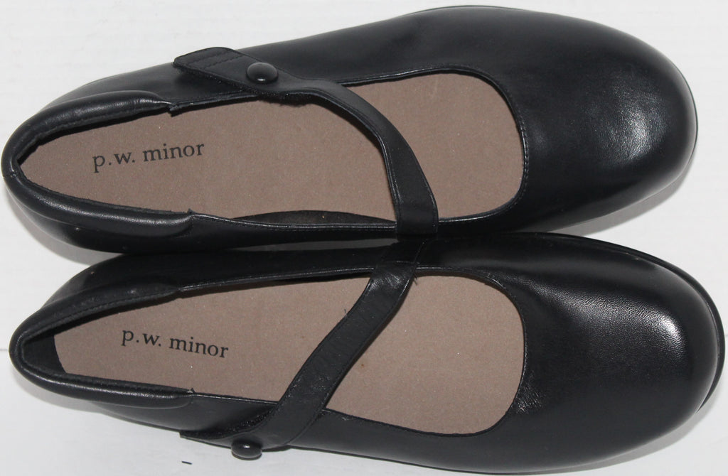 Women Shoes "P.W.MINOR"Loafers Size 10W Black Leather NEW