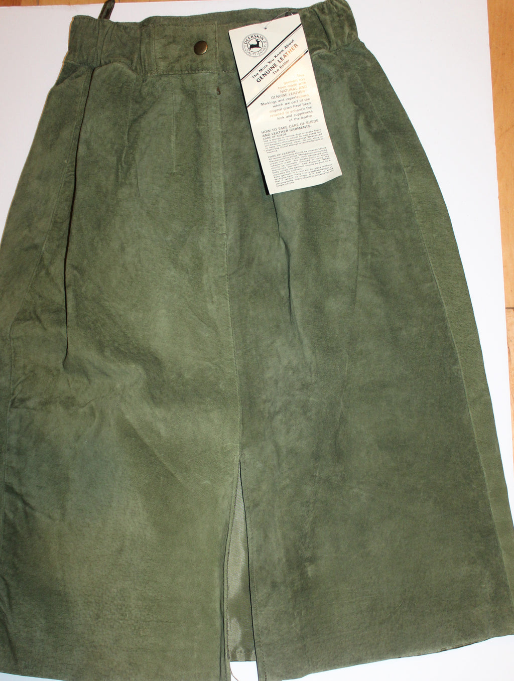 Women Leather Skirt "DEERSKIN" Size 6 Olive NWT