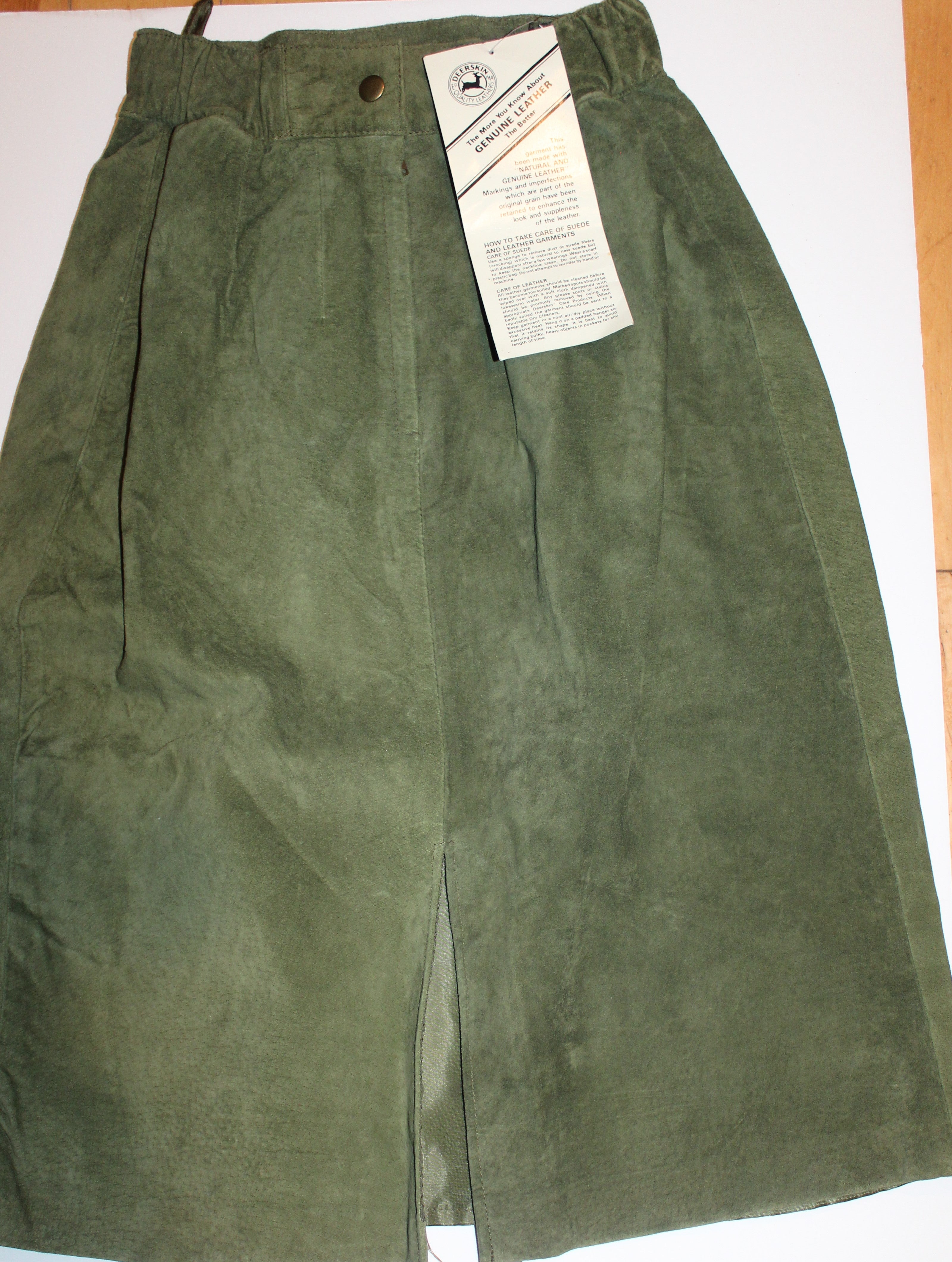 Women Leather Skirt "DEERSKIN" Size 6 Olive NWT