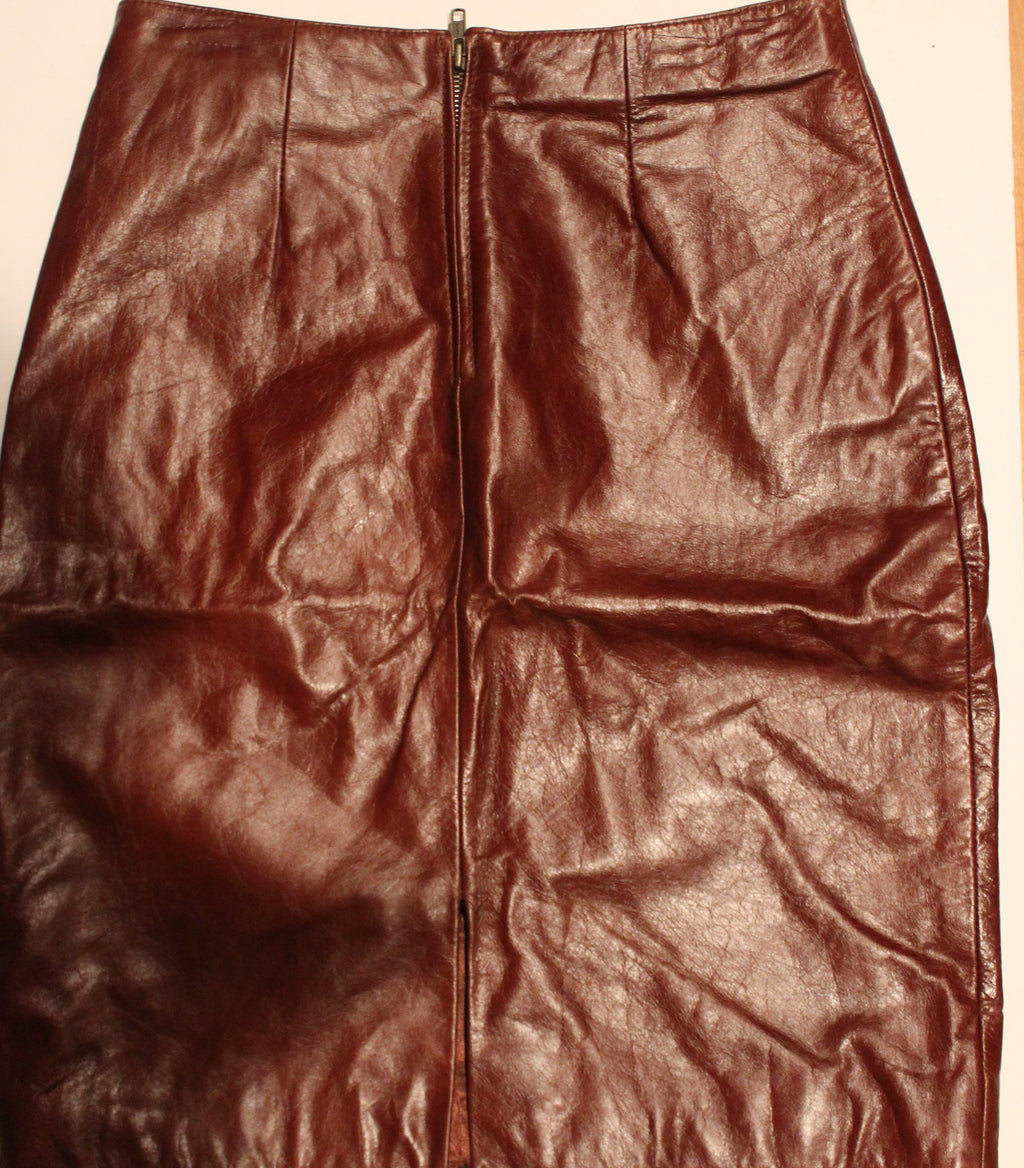 Women Leather Skirt"PELLE STUDIO"Wilsons Size 4 Brown New