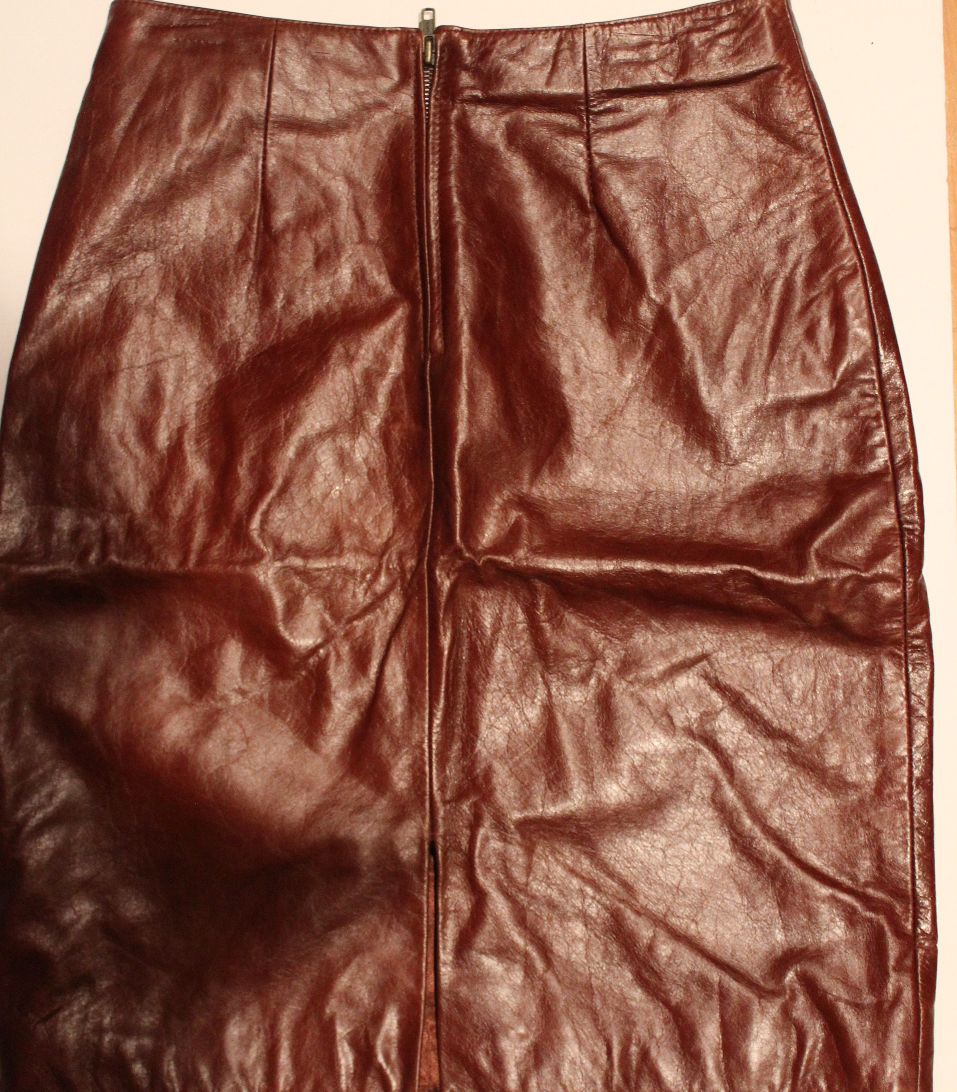 Women Leather Skirt"PELLE STUDIO"Wilsons Size 4 Brown New