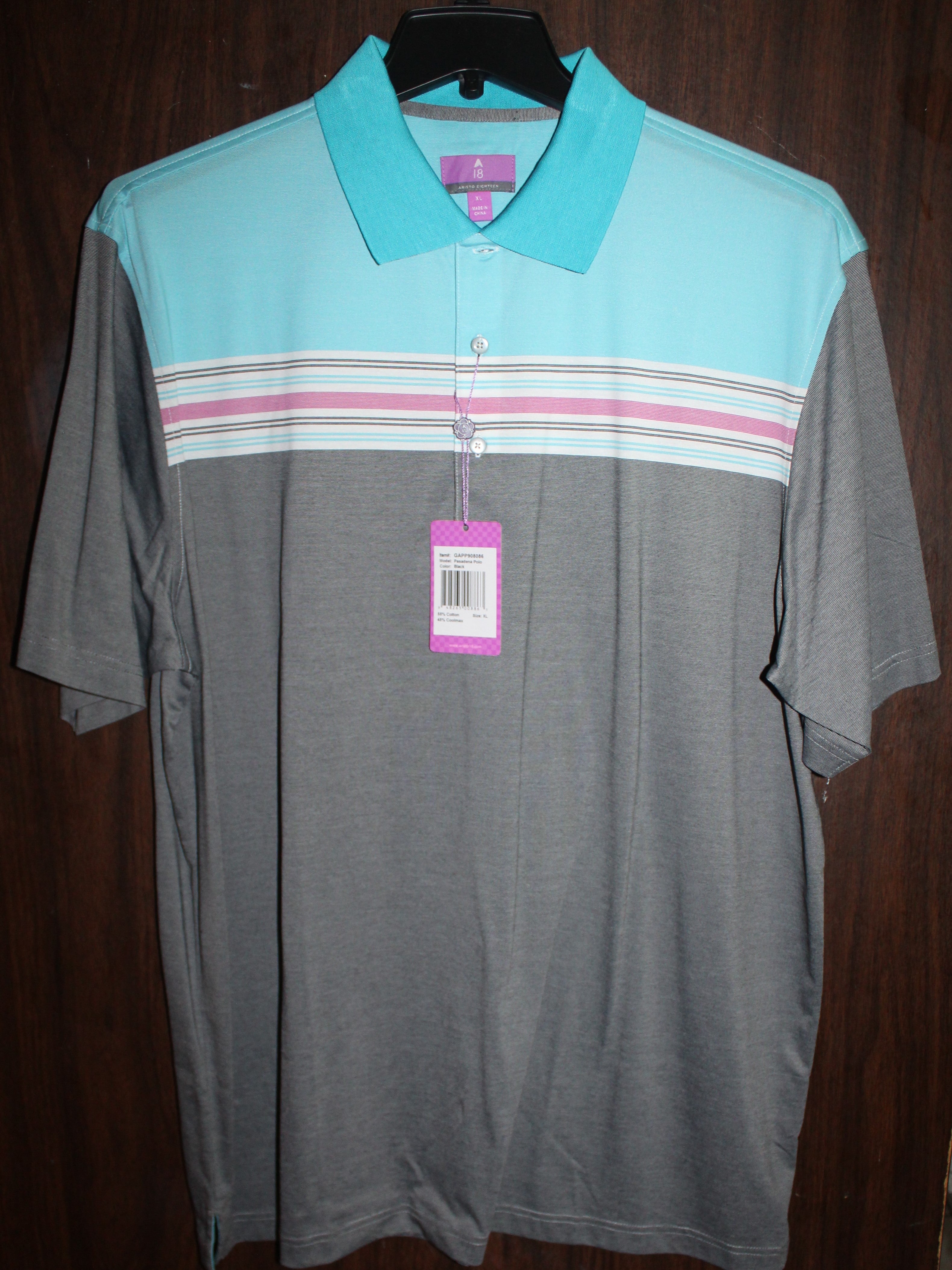 Men Short Sleeve Polo "ARISTO EIGHTEEN" Size X-LARGE Multi Color NWT