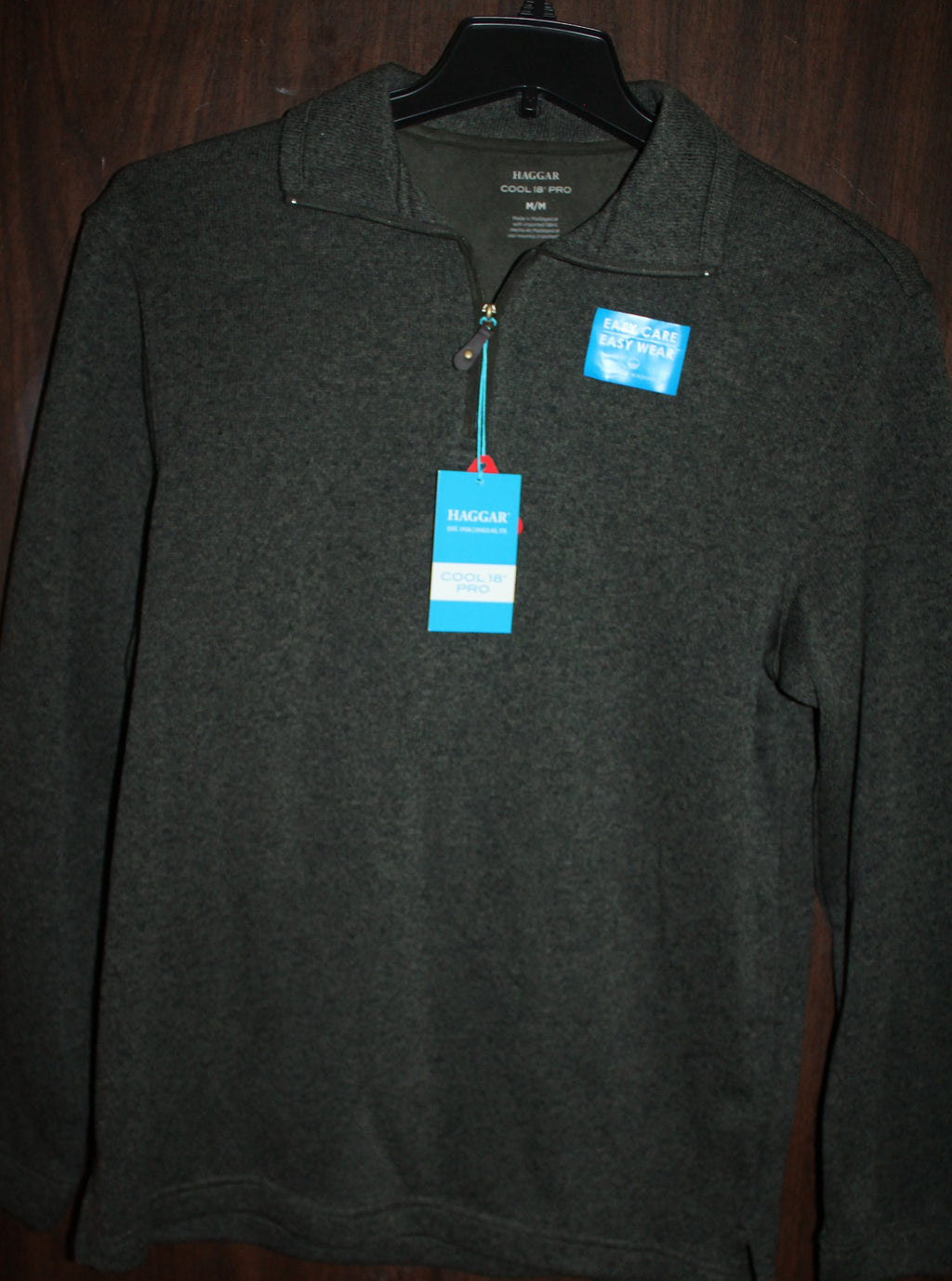 Men Long Sleeve Polo "HAGGAR" Size MEDIUM Green NWT