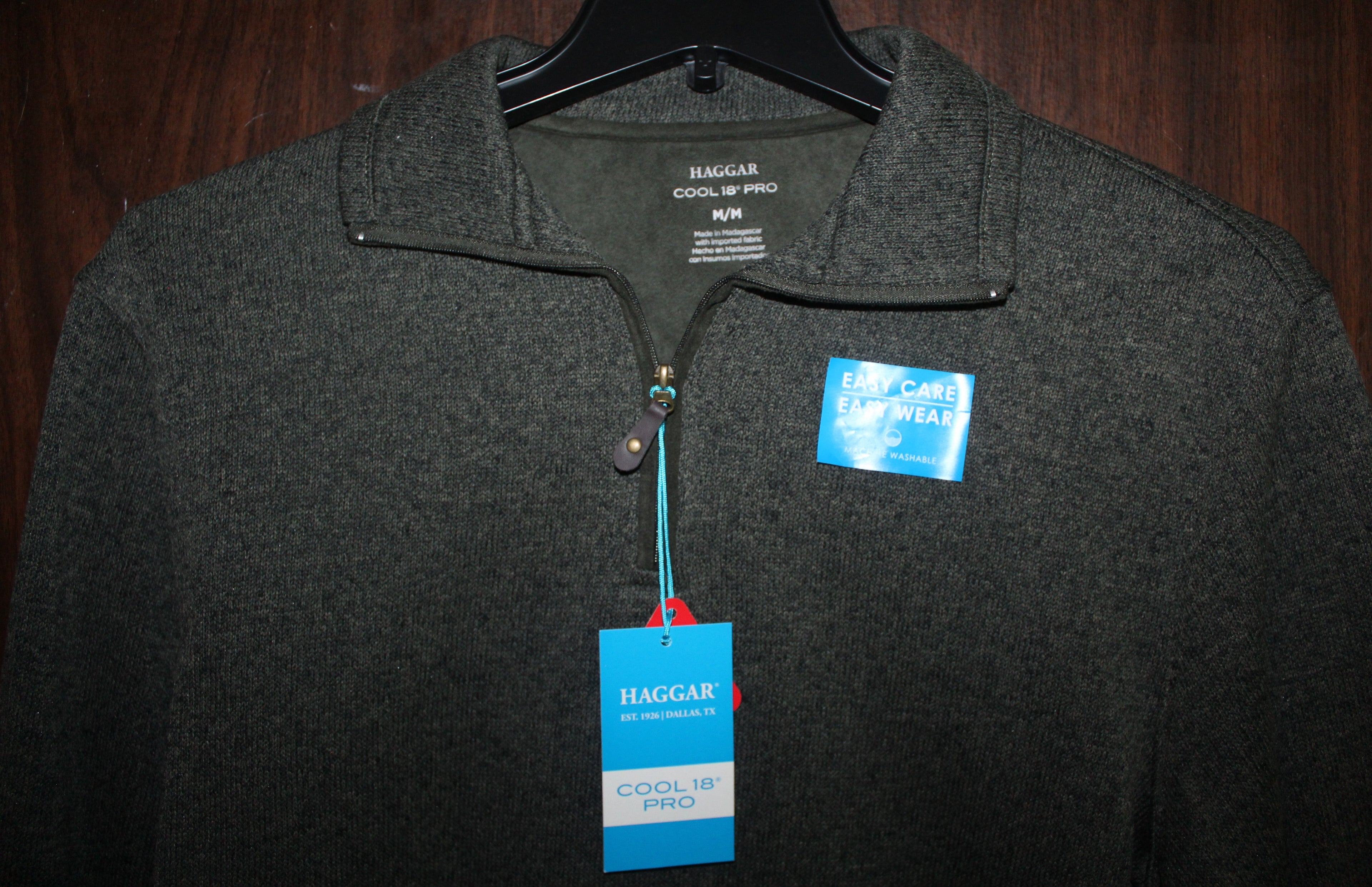 Men Long Sleeve Polo "HAGGAR" Size MEDIUM Green NWT