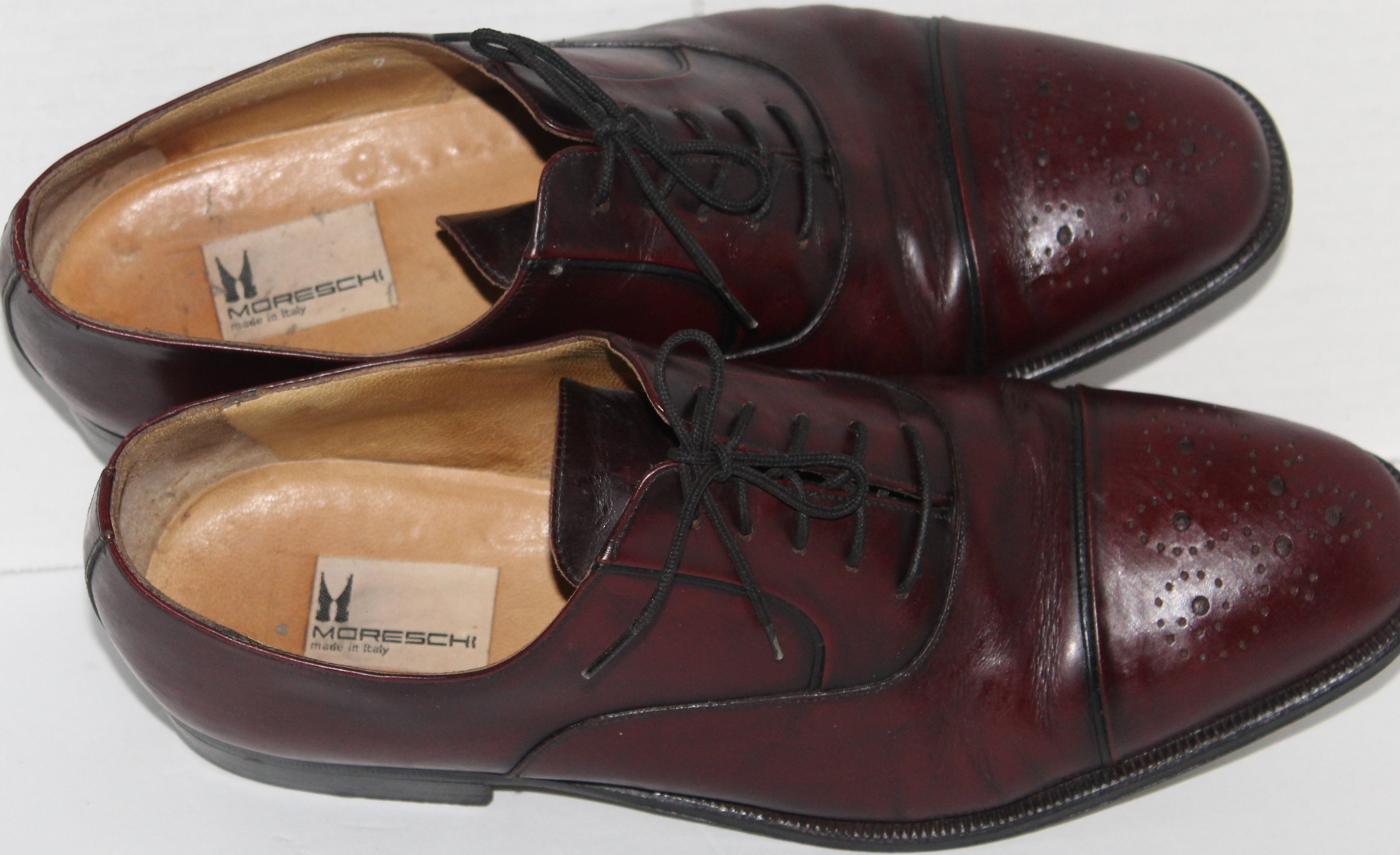 Men Shoes "MORESCHI" Oxfords Size 9M brown Leather ITALY