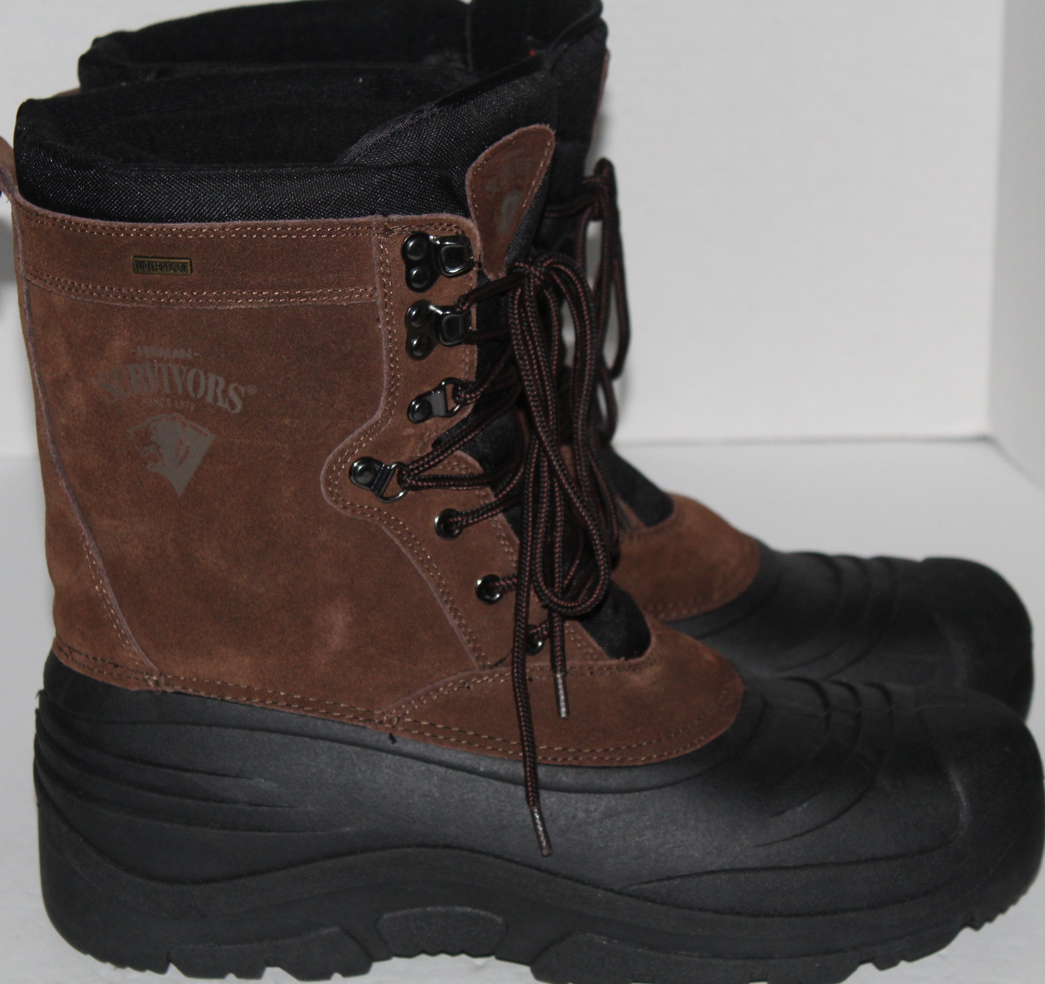Men Boots "SURVIVORS" Size 11 US 44.5 EU Leather Brown