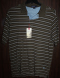Men Short Sleeve Polo "CREMIEUX" Size LARGE Brown Cotton NWT