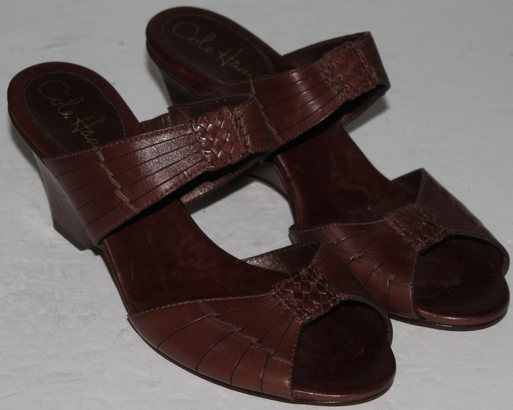Women Shoes "COLE HAAN" Mules Size 7.5B Brown Leather