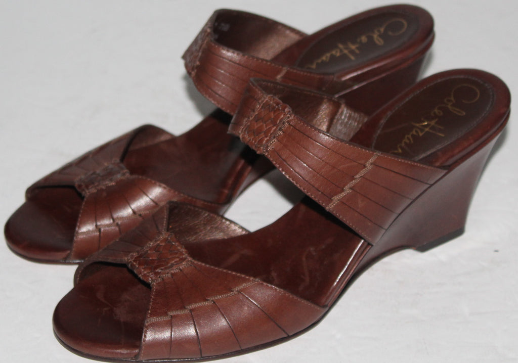 Women Shoes "COLE HAAN" Mules Size 7.5B Brown Leather