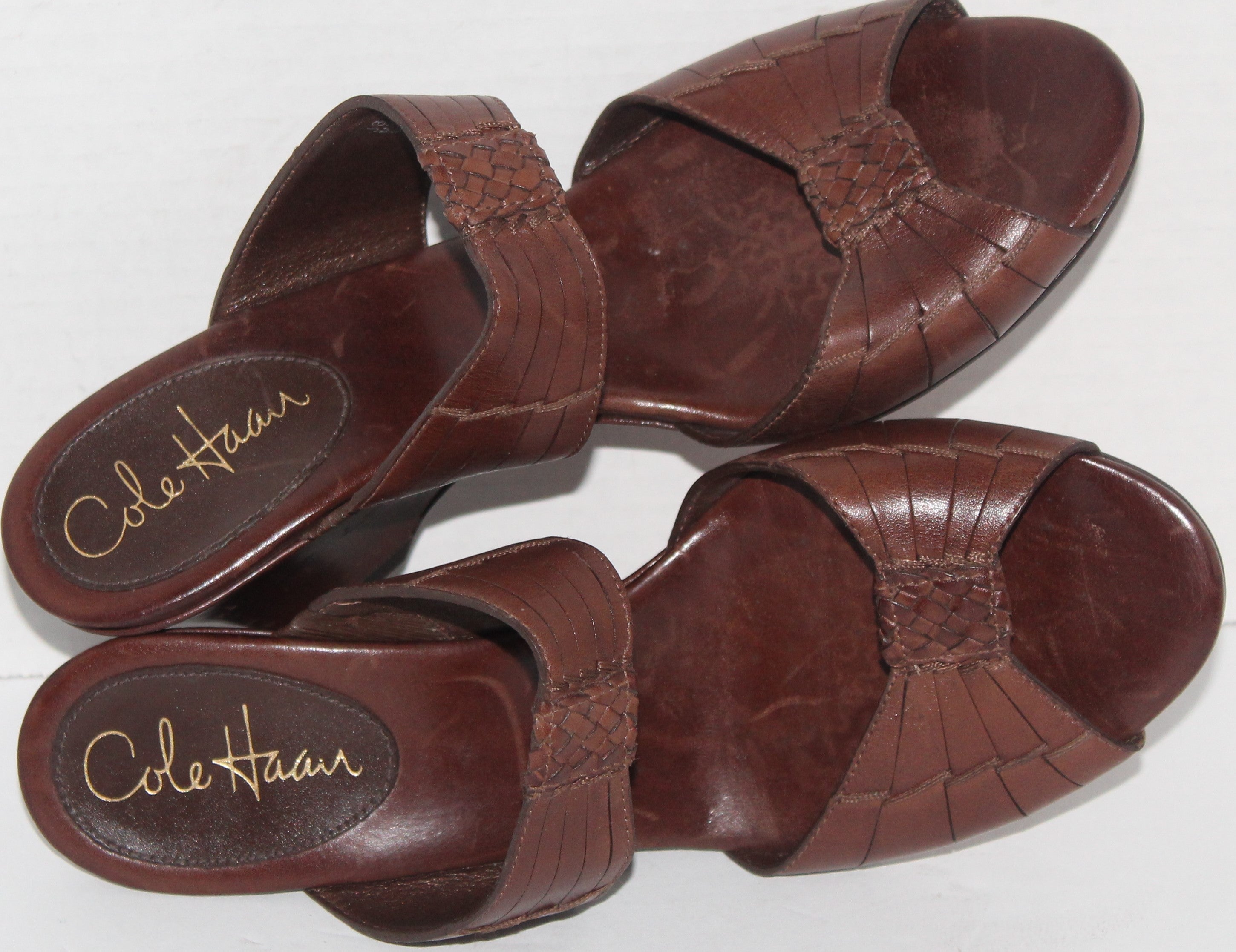 Women Shoes "COLE HAAN" Mules Size 7.5B Brown Leather