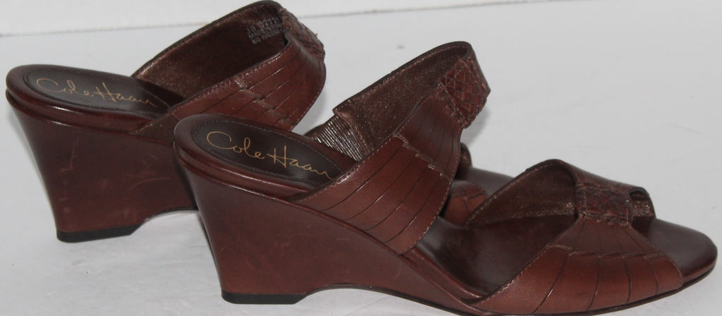 Women Shoes "COLE HAAN" Mules Size 7.5B Brown Leather