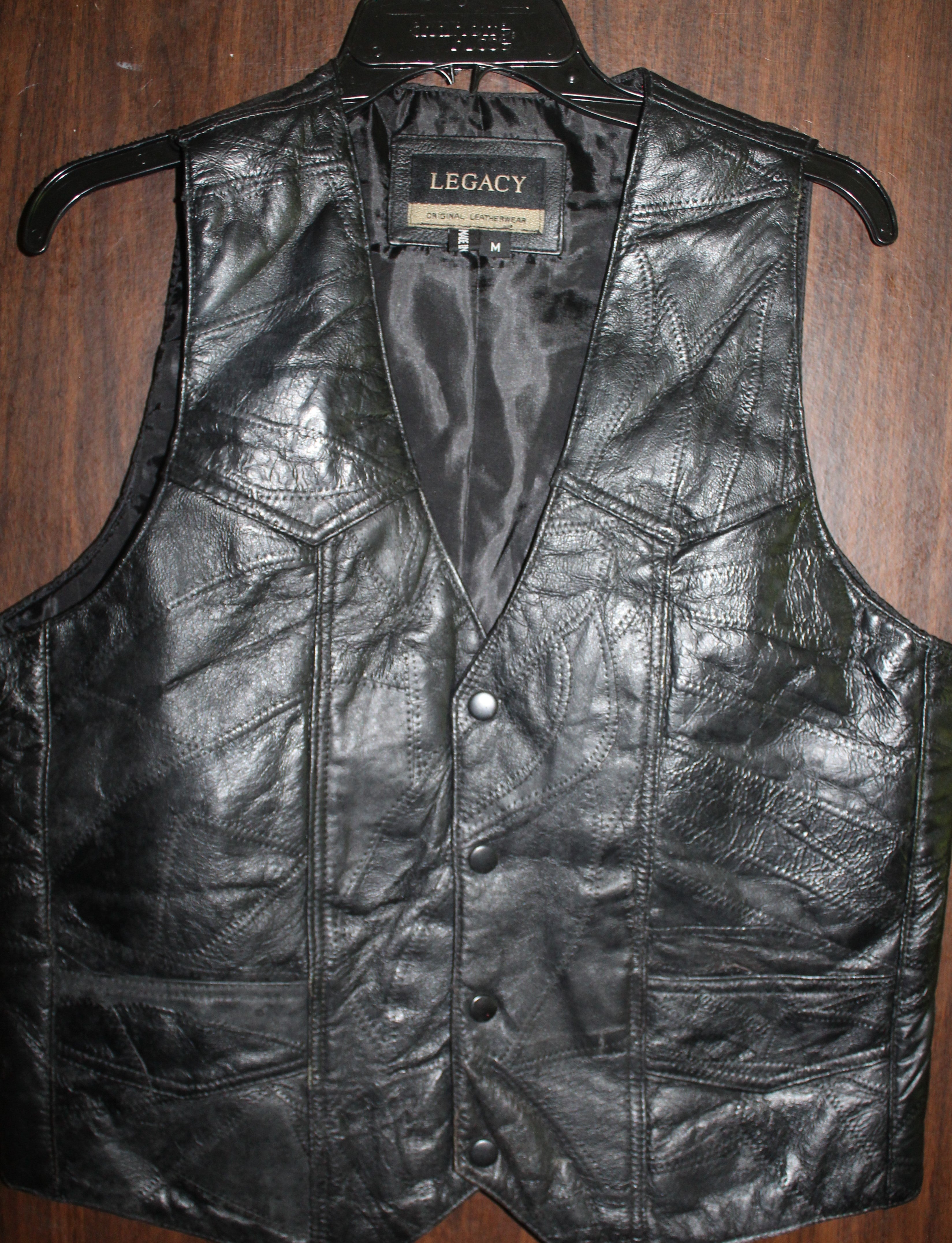 Women Leather Vest "LEGACY" Size MEDIUM Black