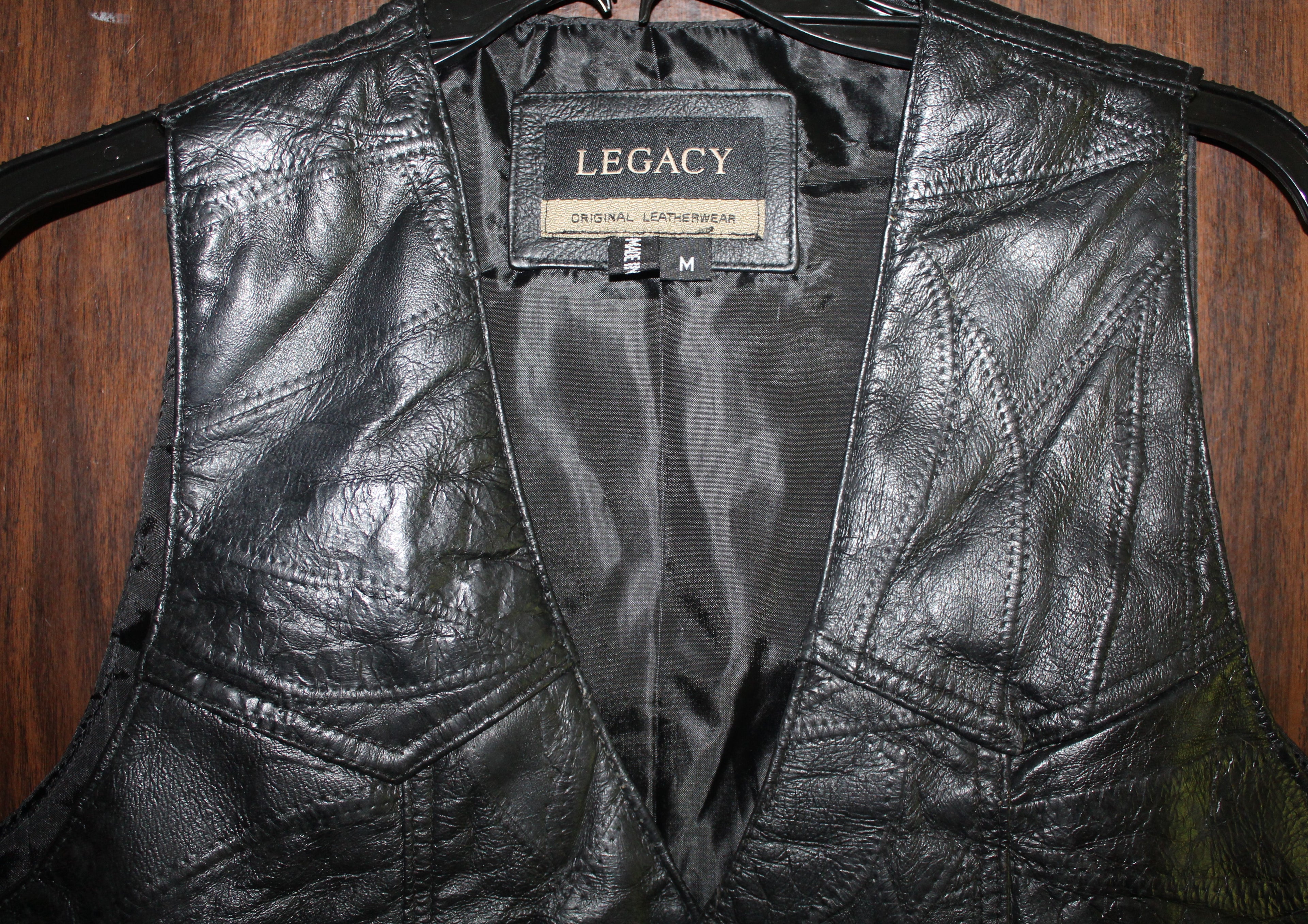 Women Leather Vest "LEGACY" Size MEDIUM Black