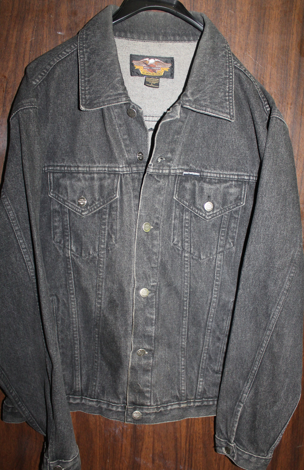Men Denim Jacket "HARLEY DAVIDSON" Size LARGE Black