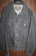 Men Denim Jacket "HARLEY DAVIDSON" Size LARGE Black