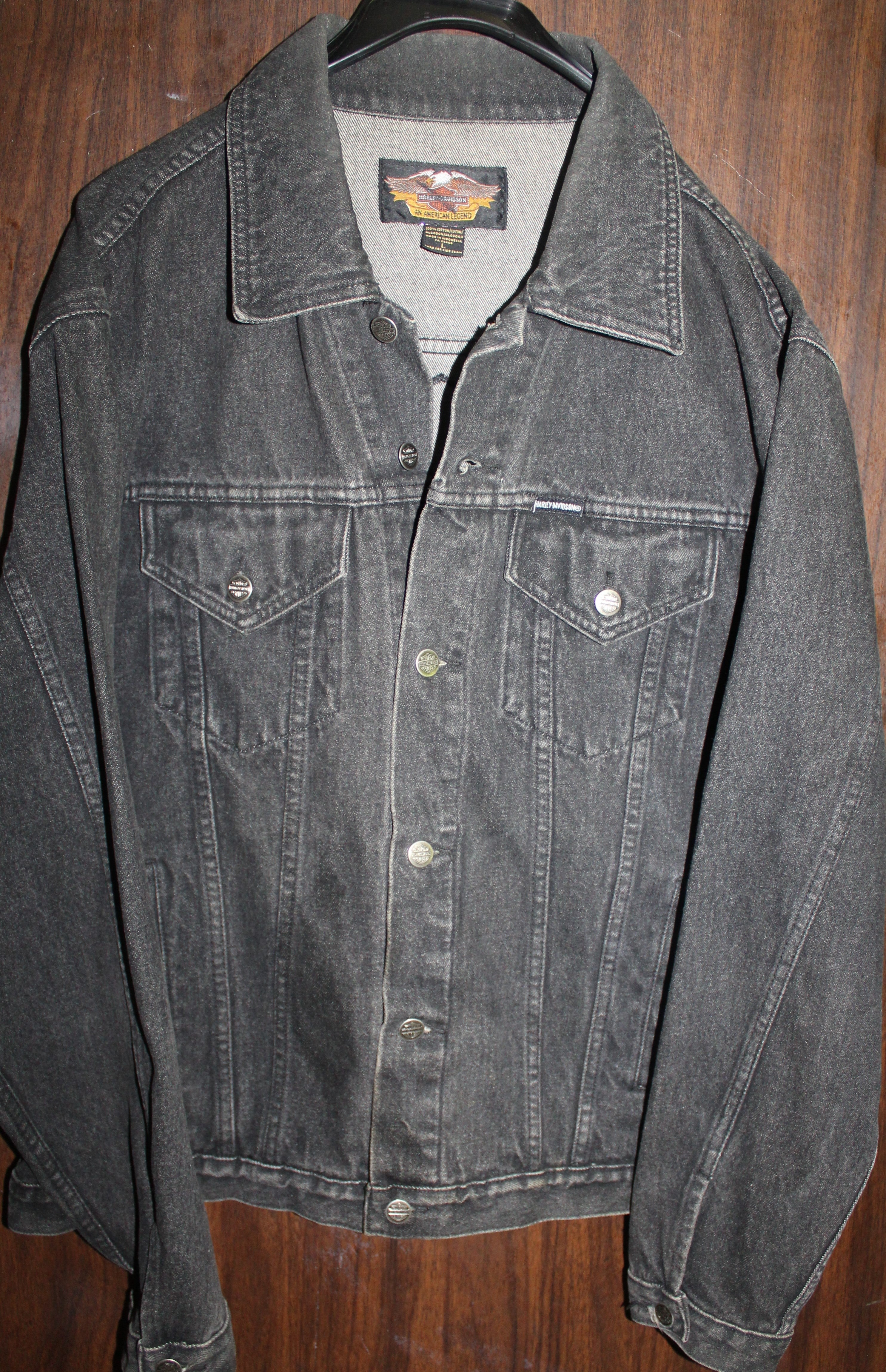 Men Denim Jacket "HARLEY DAVIDSON" Size LARGE Black