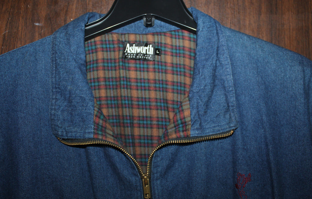 Men Denim Jacket "ASHWORTH" Size Large Full Zipper