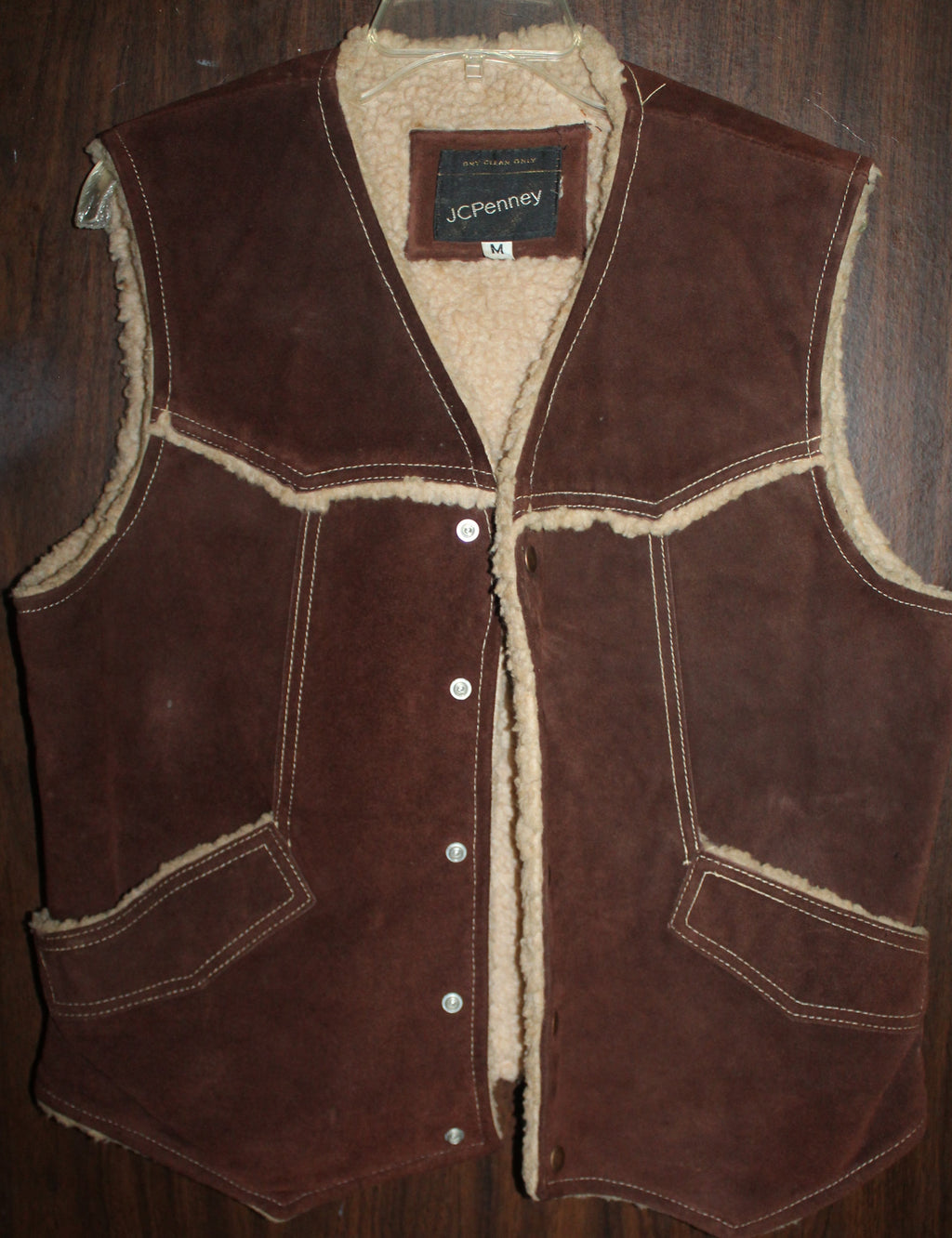 Women Leather Vest "JCPENNY" Size MEDIUM Brown Insulated