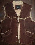 Women Leather Vest "JCPENNY" Size MEDIUM Brown Insulated