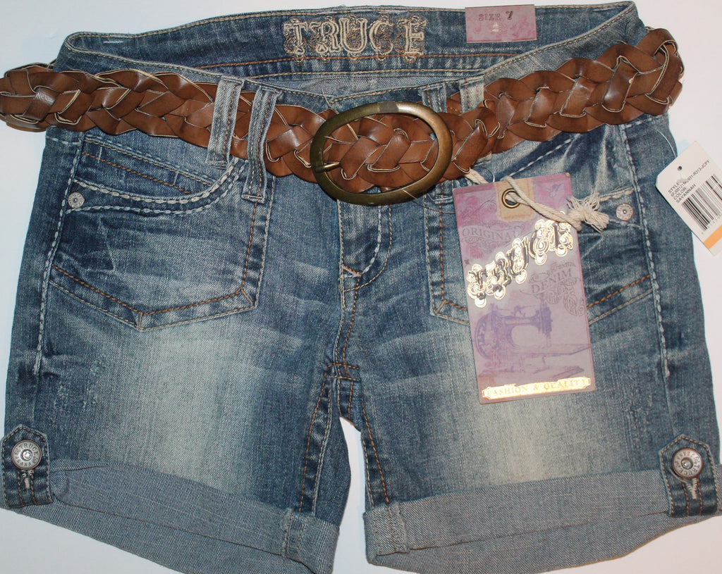 Women Shorts "TRUCE" Size 7 Belted Denim NWT