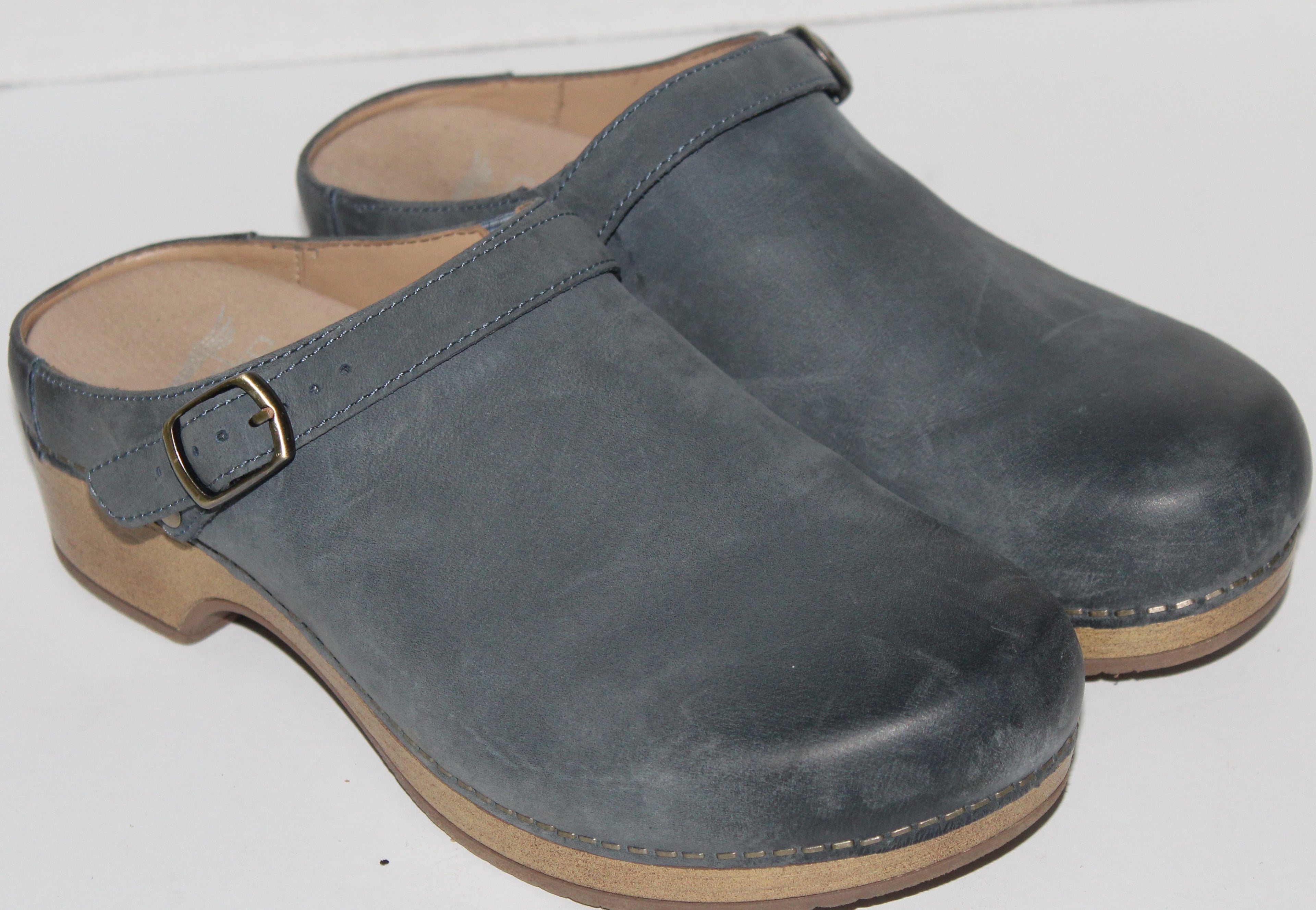 Women Shoes "DANSKO" Mules Size US 7.5 EU 38 Blue Leather