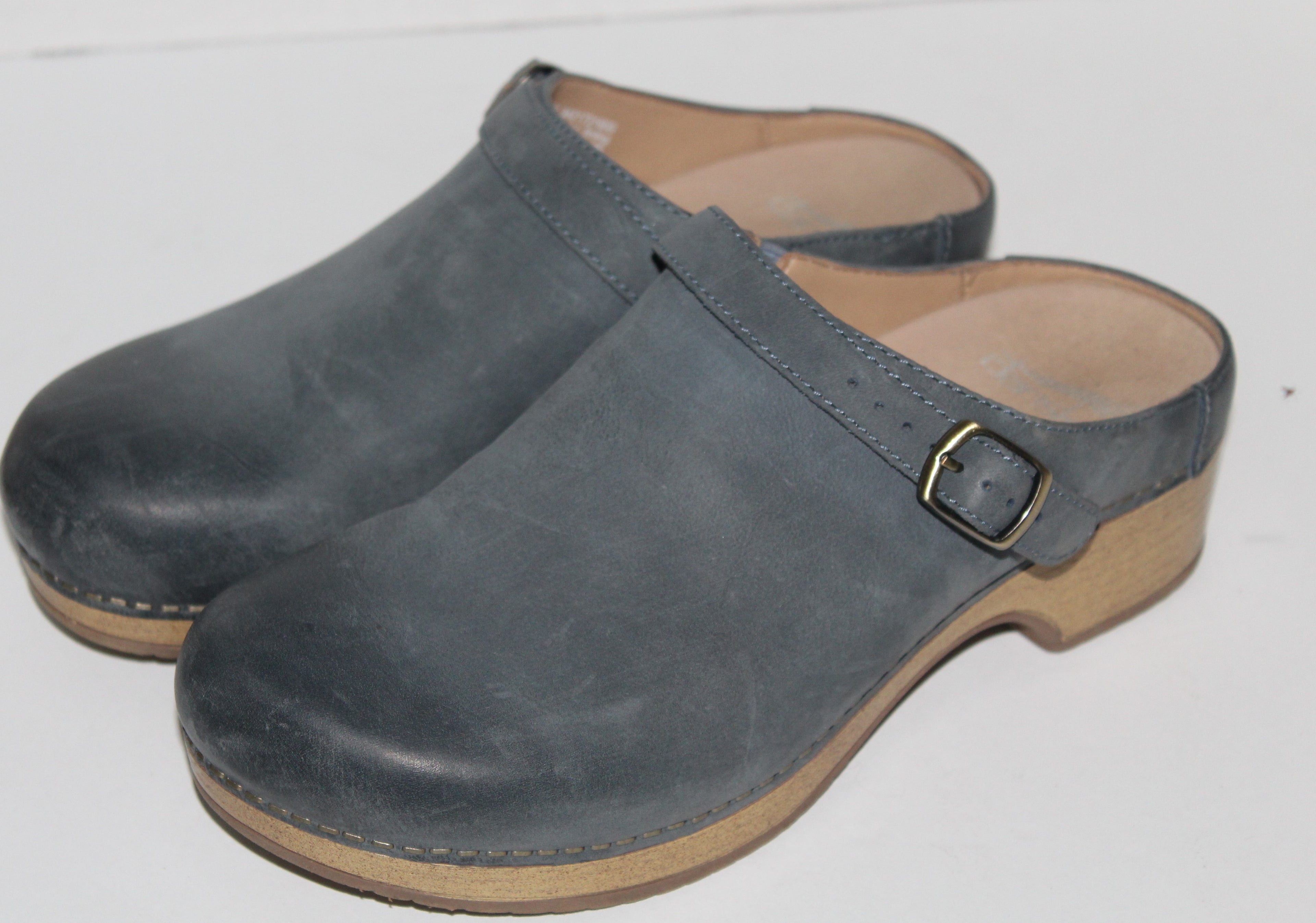 Women Shoes "DANSKO" Mules Size US 7.5 EU 38 Blue Leather