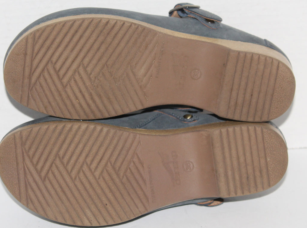 Women Shoes "DANSKO" Mules Size US 7.5 EU 38 Blue Leather