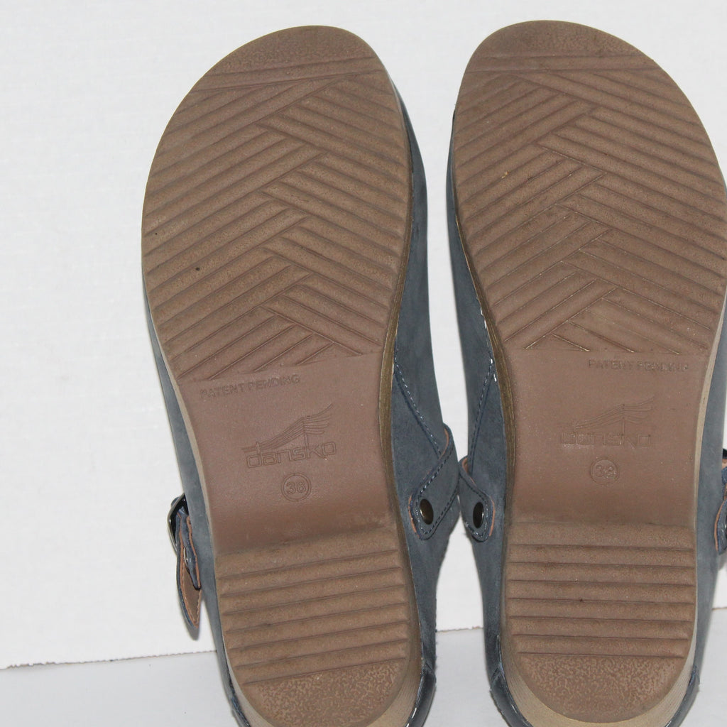 Women Shoes "DANSKO" Mules Size US 7.5 EU 38 Blue Leather