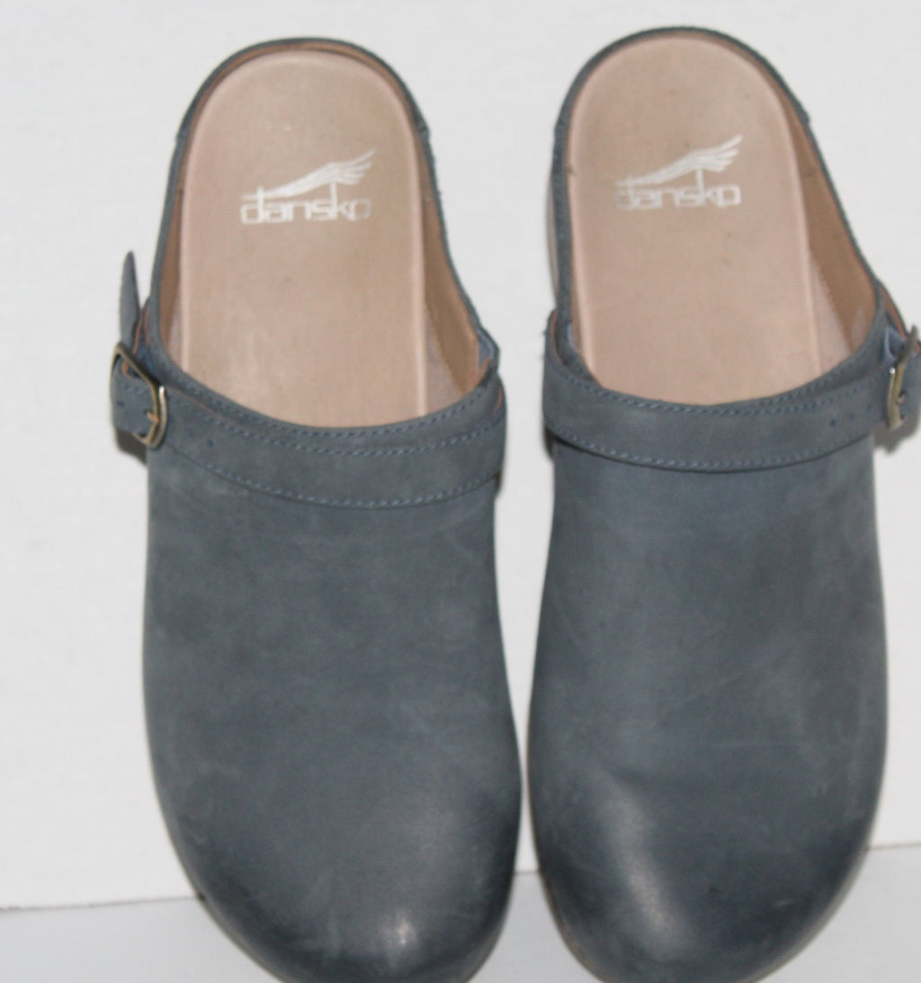 Women Shoes "DANSKO" Mules Size US 7.5 EU 38 Blue Leather