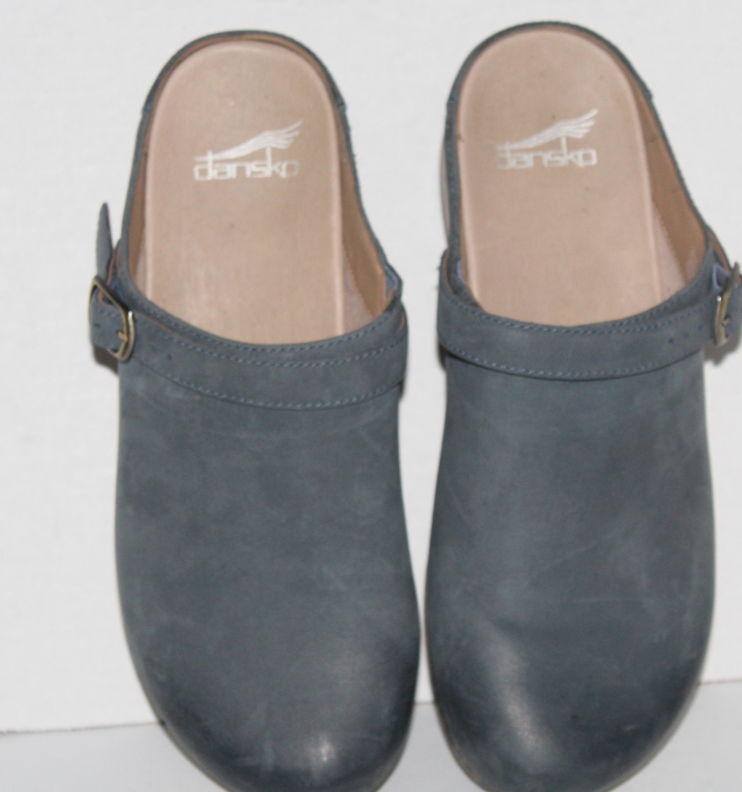 Women Shoes "DANSKO" Mules Size US 7.5 EU 38 Blue Leather