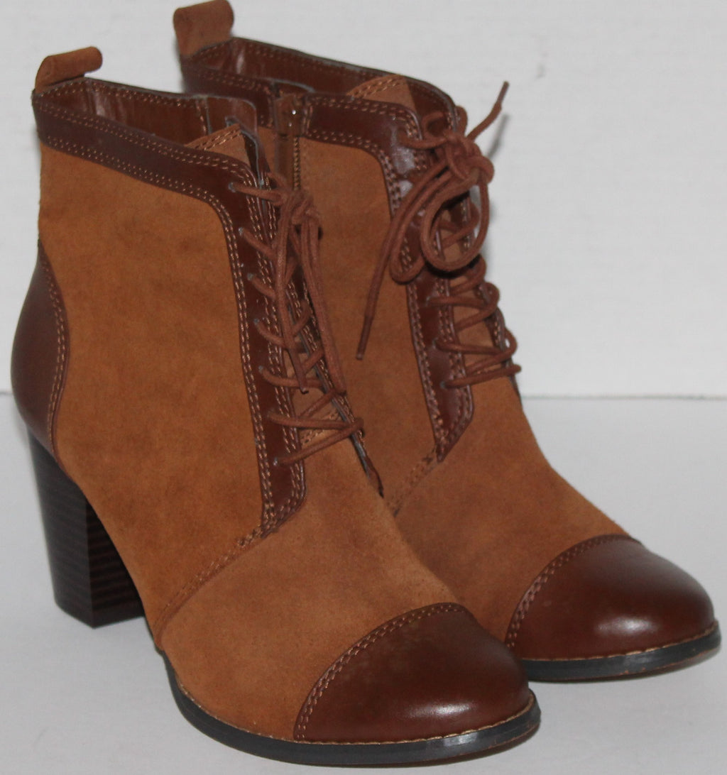 Women Leather Ankle Boots "GIANNI BERNINI" Size 7.5 Brown