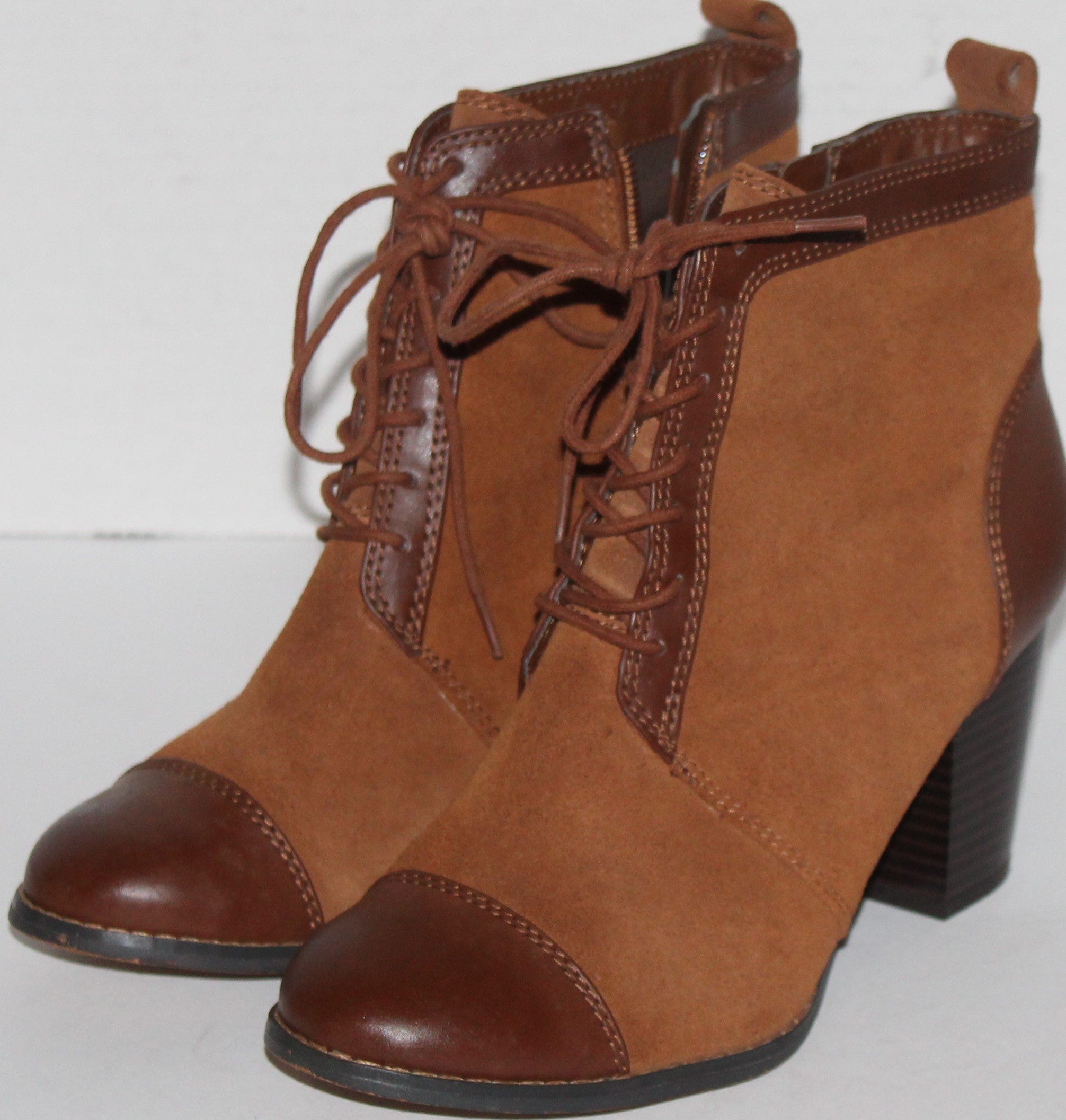 Women Leather Ankle Boots "GIANNI BERNINI" Size 7.5 Brown