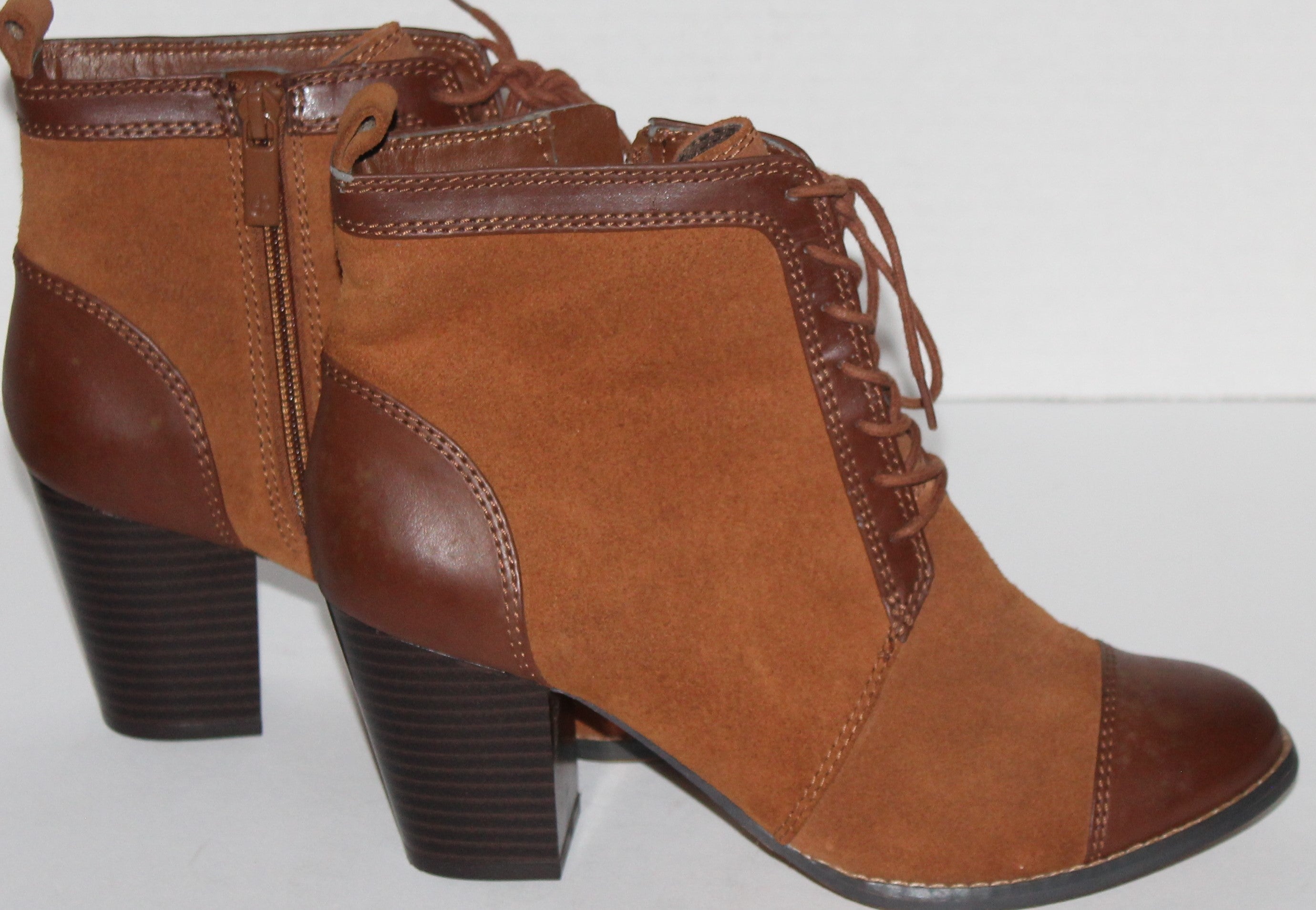 Women Leather Ankle Boots "GIANNI BERNINI" Size 7.5 Brown